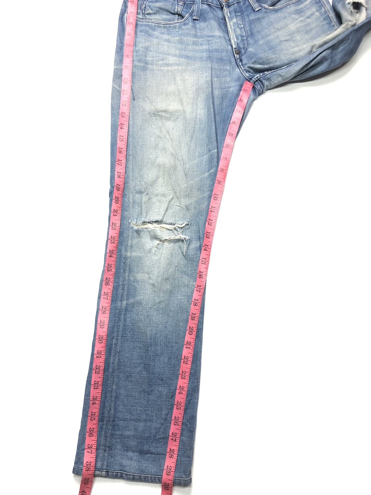 Earnest Sewn × Vintage VINTAGE EARNEST SEWN DISTRESSED BLUE WASH DENIM USA 🇺🇸 Size US 30 / EU 46 - 16 Thumbnail