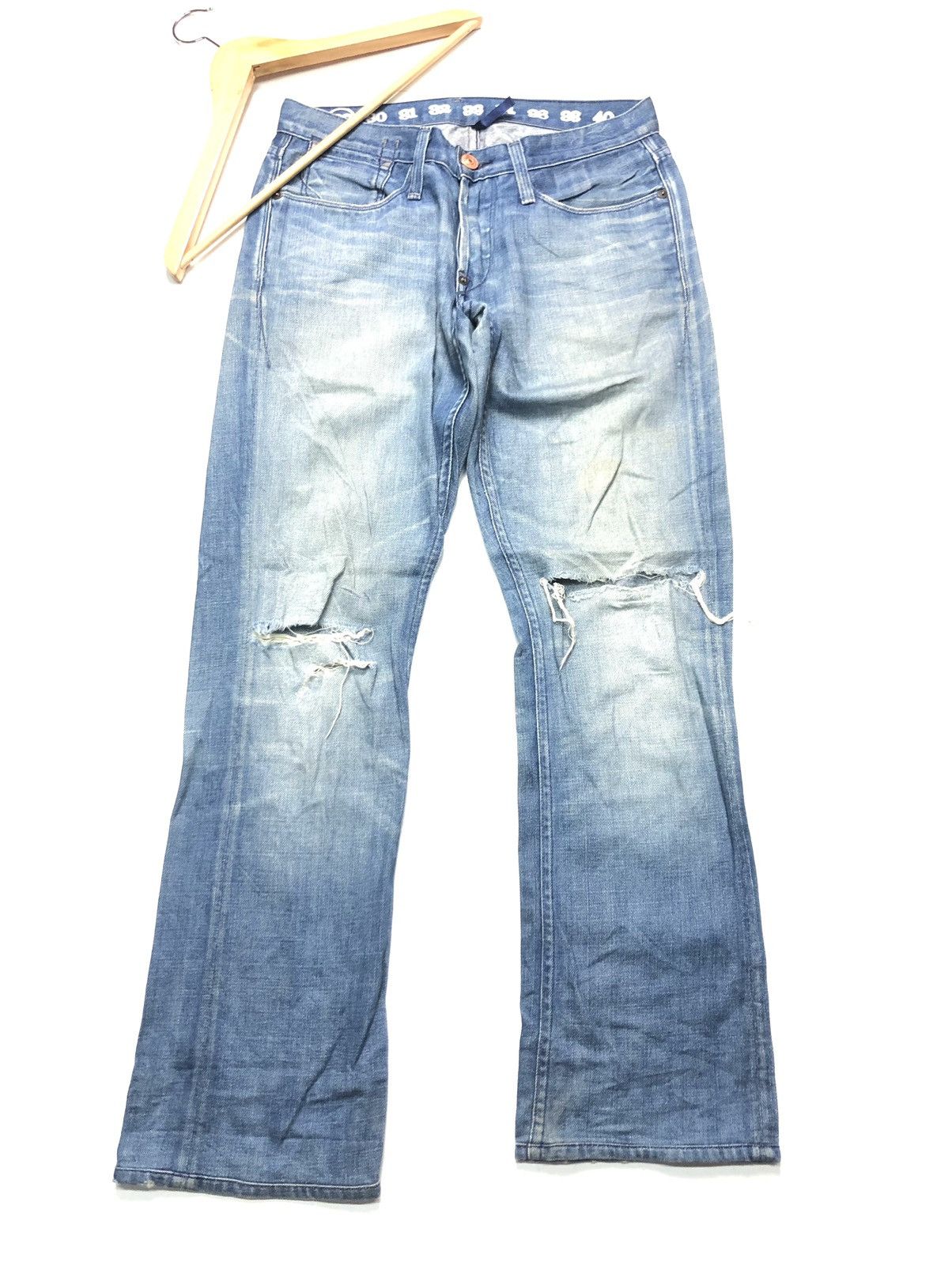 Earnest Sewn × Vintage VINTAGE EARNEST SEWN DISTRESSED BLUE WASH DENIM USA 🇺🇸 Size US 30 / EU 46 - 2 Thumbnail