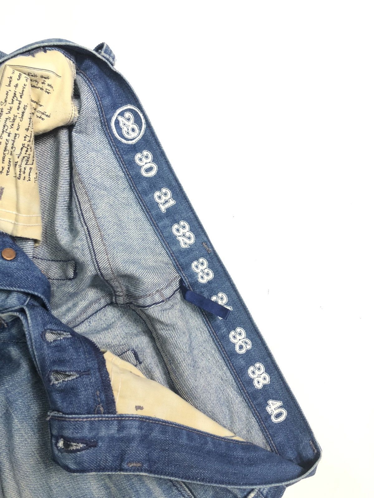 Earnest Sewn × Vintage VINTAGE EARNEST SEWN DISTRESSED BLUE WASH DENIM USA 🇺🇸 Size US 30 / EU 46 - 5 Thumbnail