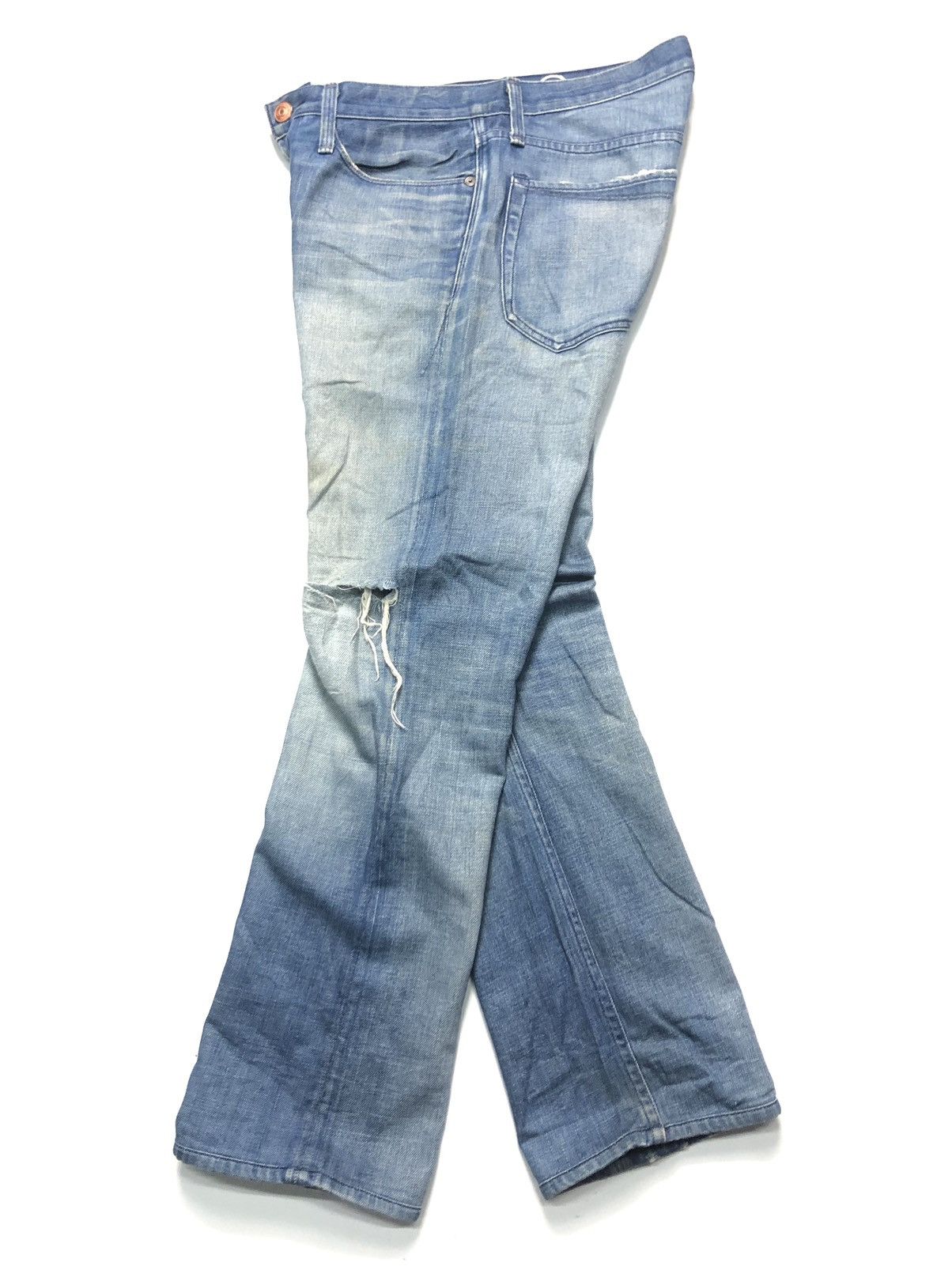 Earnest Sewn × Vintage VINTAGE EARNEST SEWN DISTRESSED BLUE WASH DENIM USA 🇺🇸 Size US 30 / EU 46 - 13 Thumbnail