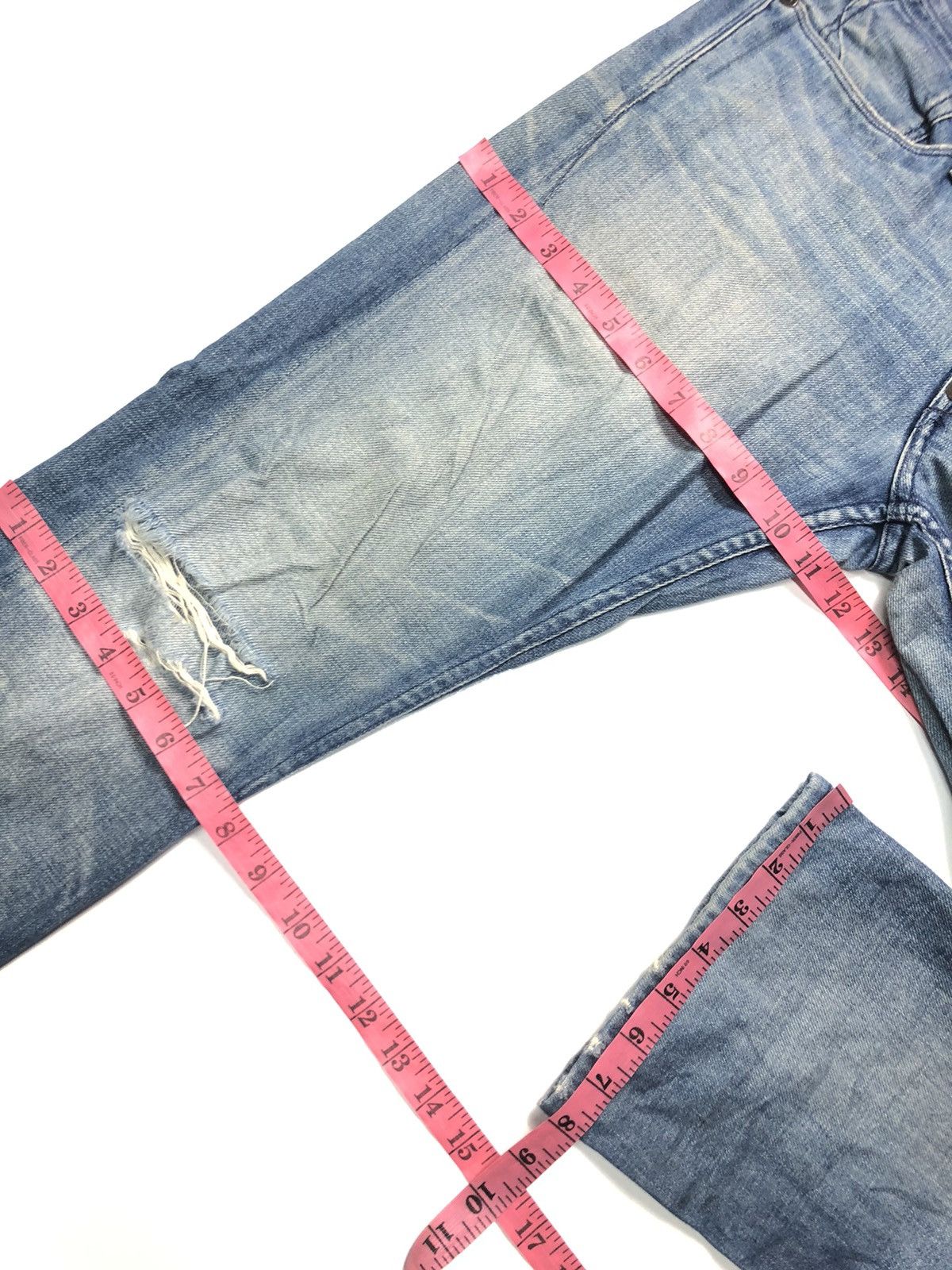 Earnest Sewn × Vintage VINTAGE EARNEST SEWN DISTRESSED BLUE WASH DENIM USA 🇺🇸 Size US 30 / EU 46 - 17 Thumbnail