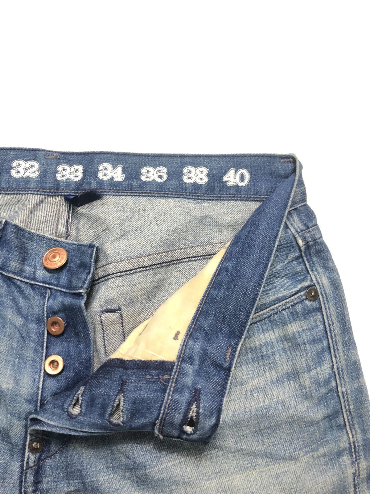 Earnest Sewn × Vintage VINTAGE EARNEST SEWN DISTRESSED BLUE WASH DENIM USA 🇺🇸 Size US 30 / EU 46 - 4 Thumbnail