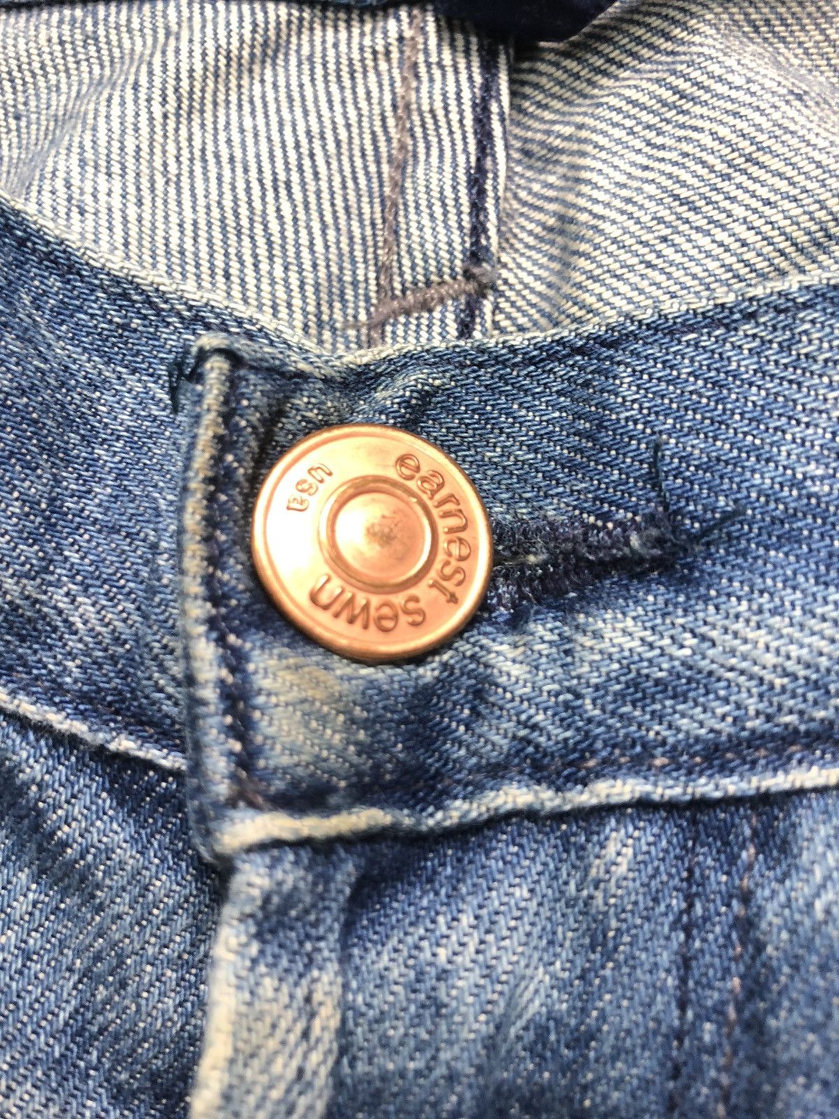 Earnest Sewn × Vintage VINTAGE EARNEST SEWN DISTRESSED BLUE WASH DENIM USA 🇺🇸 Size US 30 / EU 46 - 3 Thumbnail