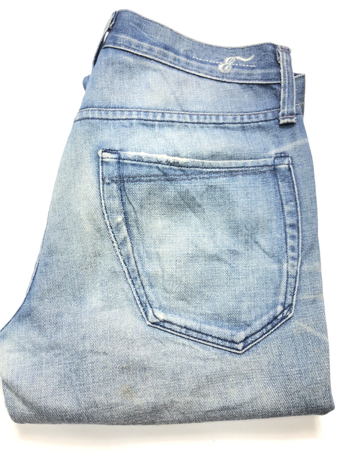 Earnest Sewn × Vintage VINTAGE EARNEST SEWN DISTRESSED BLUE WASH DENIM USA 🇺🇸 Size US 30 / EU 46 - 18 Thumbnail