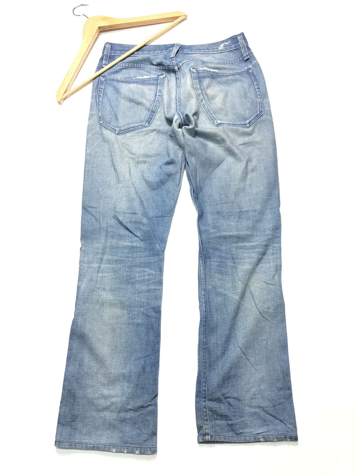 Earnest Sewn × Vintage VINTAGE EARNEST SEWN DISTRESSED BLUE WASH DENIM USA 🇺🇸 Size US 30 / EU 46 - 10 Thumbnail