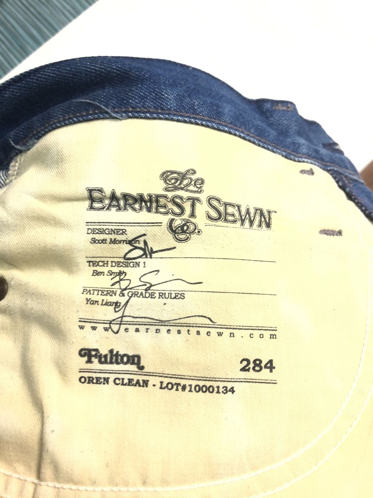 Earnest Sewn × Vintage VINTAGE EARNEST SEWN DISTRESSED BLUE WASH DENIM USA 🇺🇸 Size US 30 / EU 46 - 9 Thumbnail