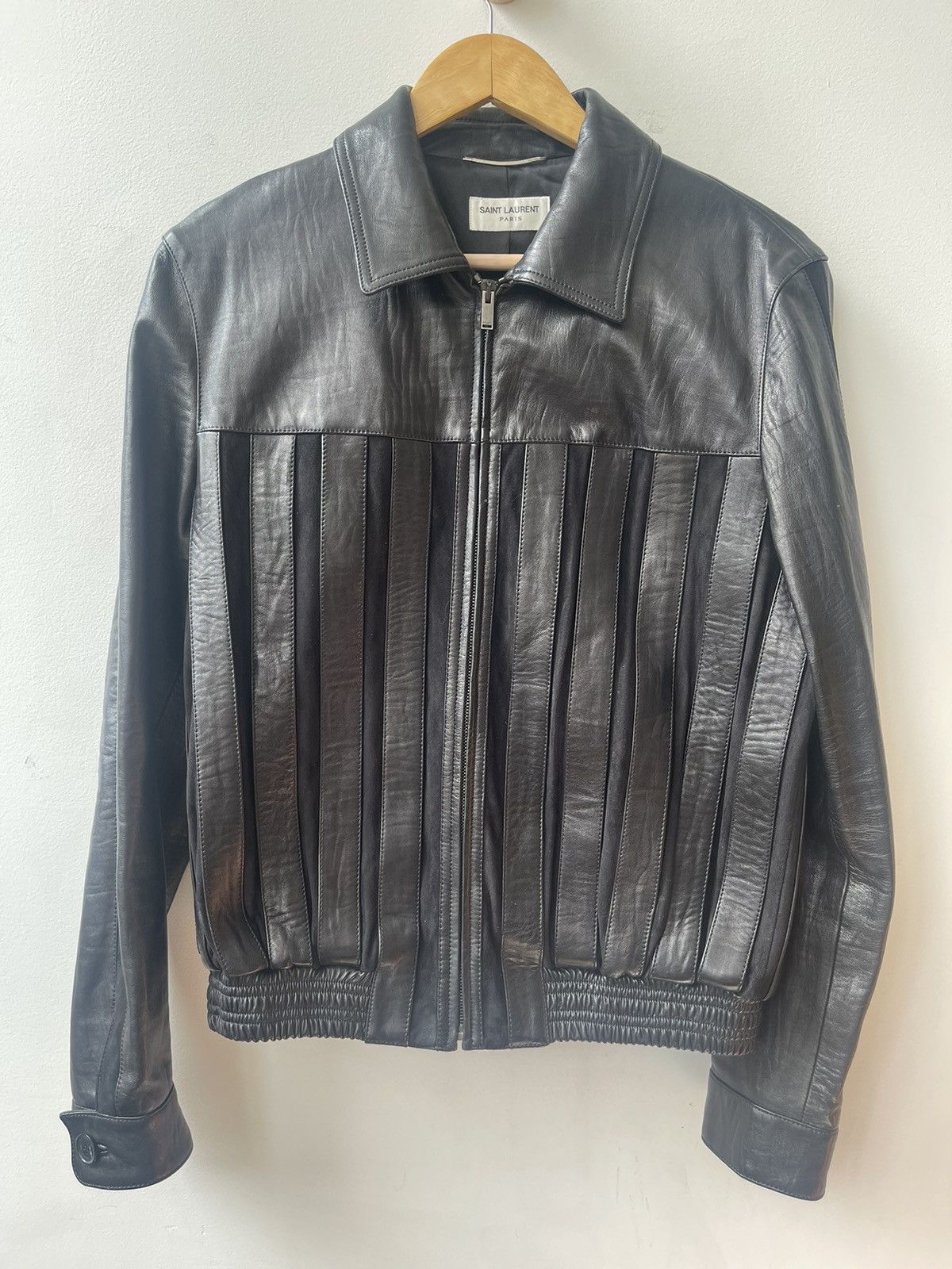 image of Saint Laurent Paris Saint Laurent 2022 Leather Suede Jacket in Black, Men's (Size Medium)