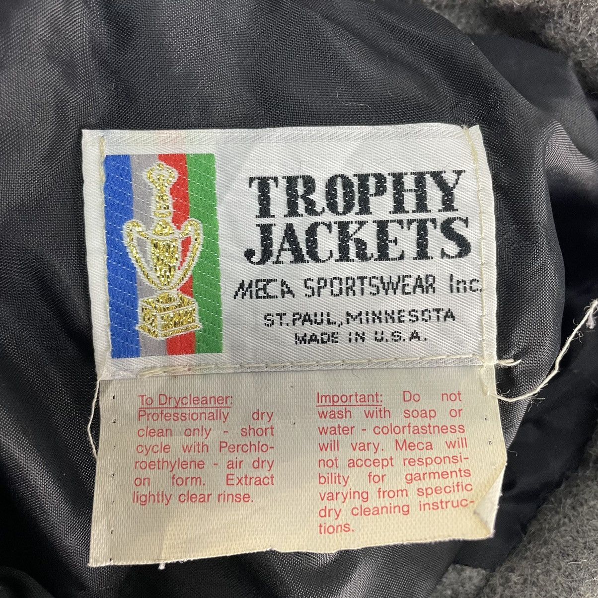 Vintage ☀️TROPHY Letterman N Varsity Leather Jacket Size US L / EU 52-54 / 3 - 10 Thumbnail