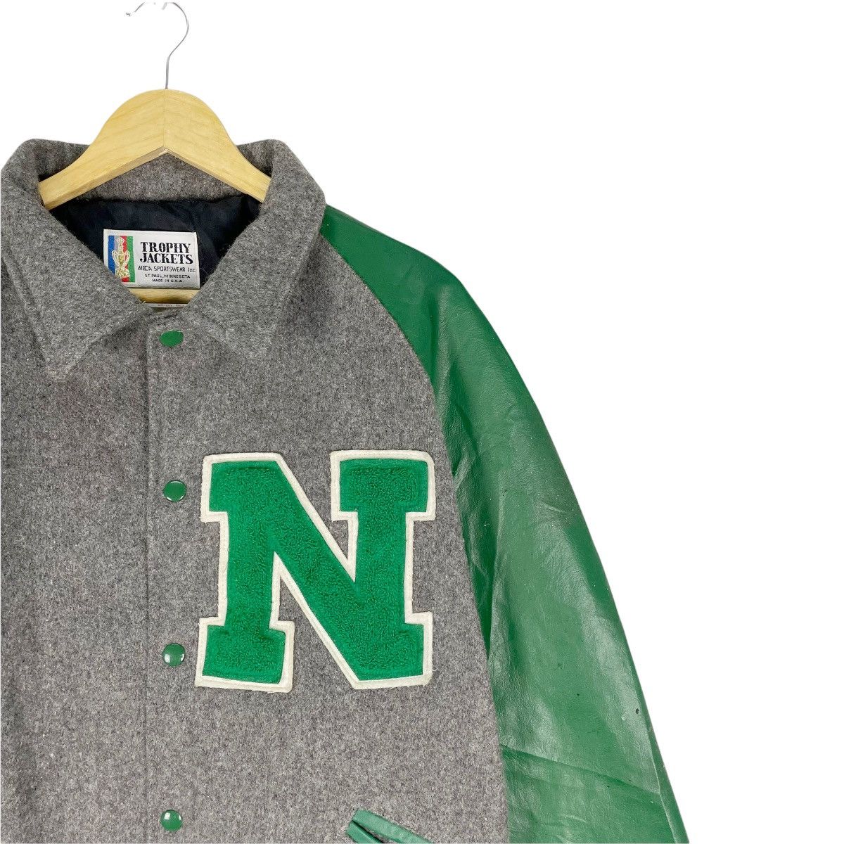 Vintage ☀️TROPHY Letterman N Varsity Leather Jacket Size US L / EU 52-54 / 3 - 5 Thumbnail