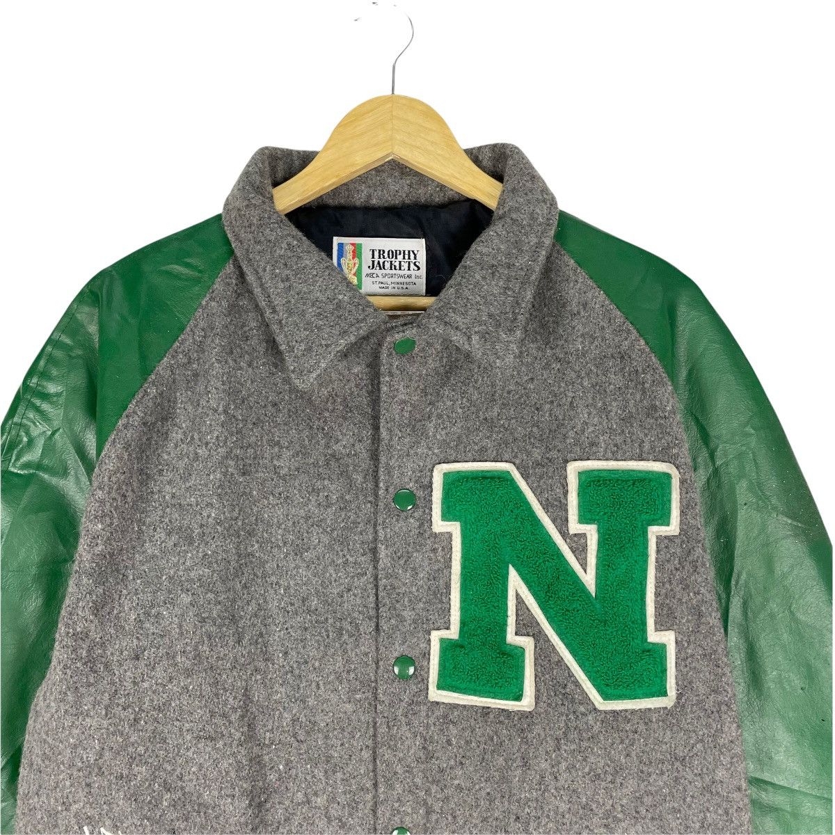 Vintage ☀️TROPHY Letterman N Varsity Leather Jacket Size US L / EU 52-54 / 3 - 4 Thumbnail