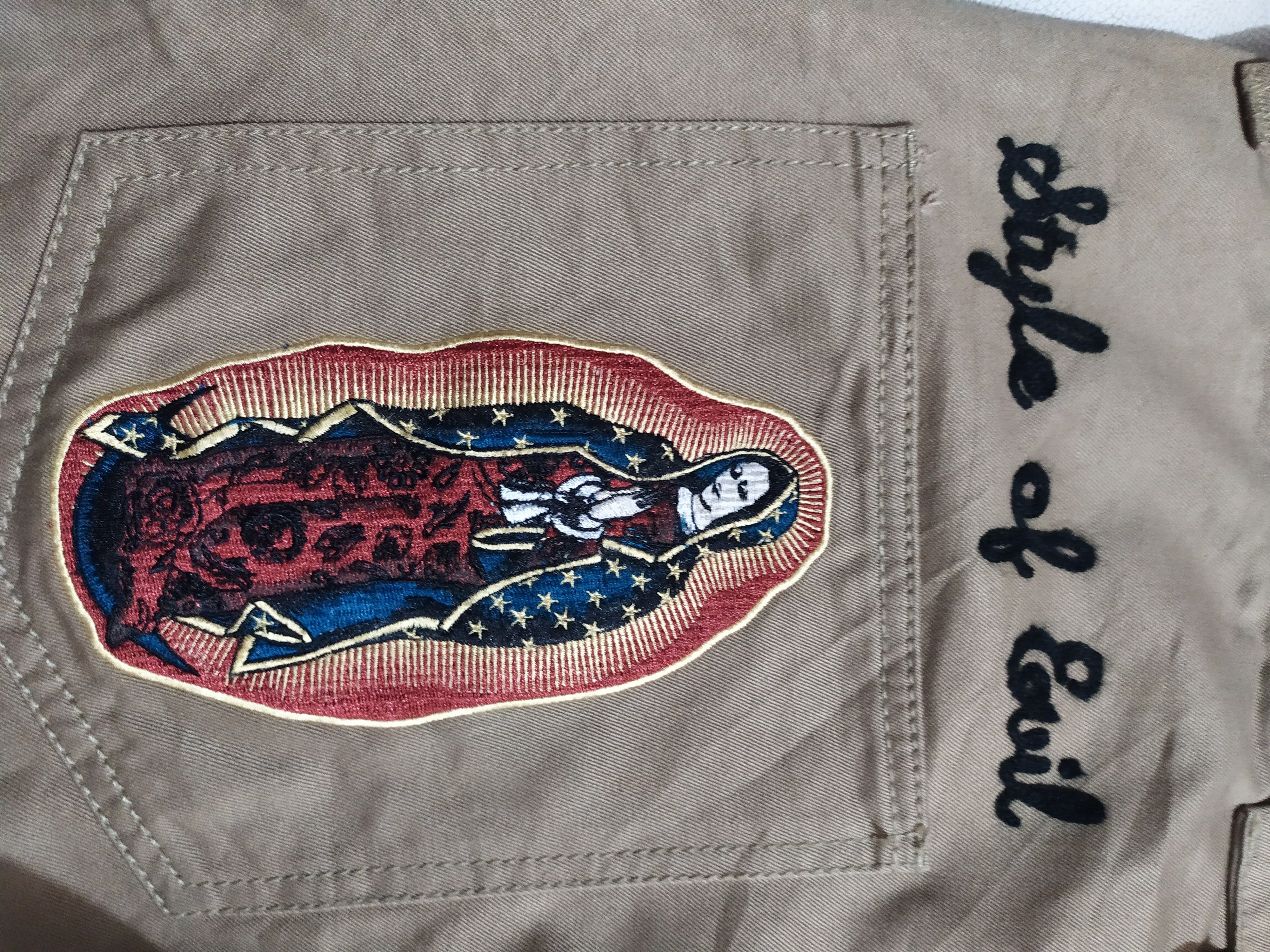 image of Embroidery Prayed Maria Junk Star Tokyo Japan Straight Pant in Brown, Men's (Size 33)
