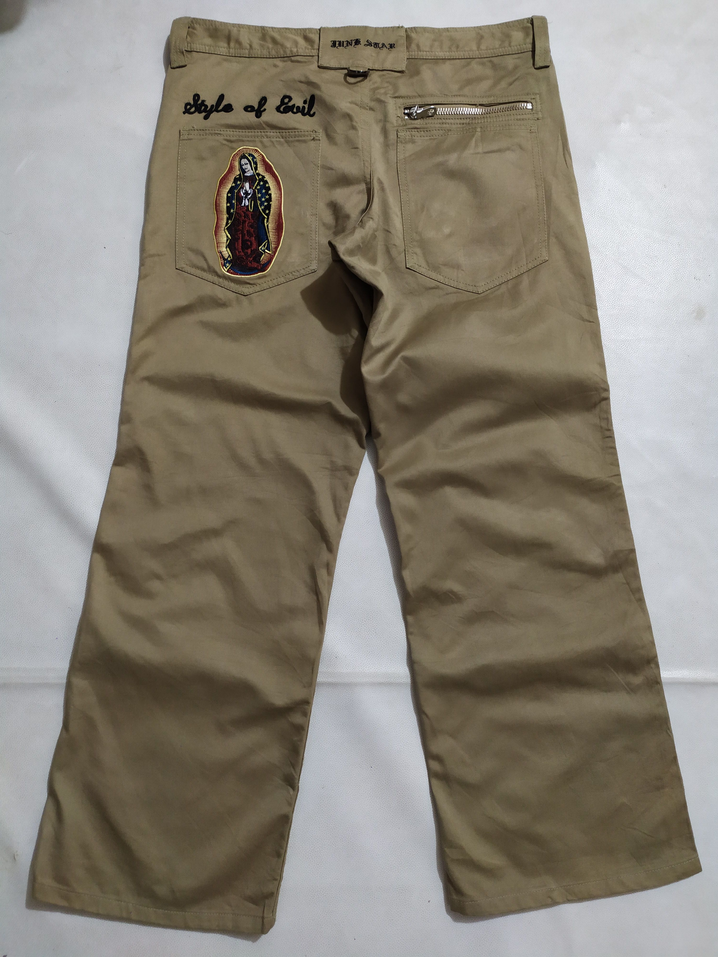 Japanese Brand 🔥Embroidery Prayed Maria Junk Star Japan Straight Pant Size US 33 - 2 Thumbnail