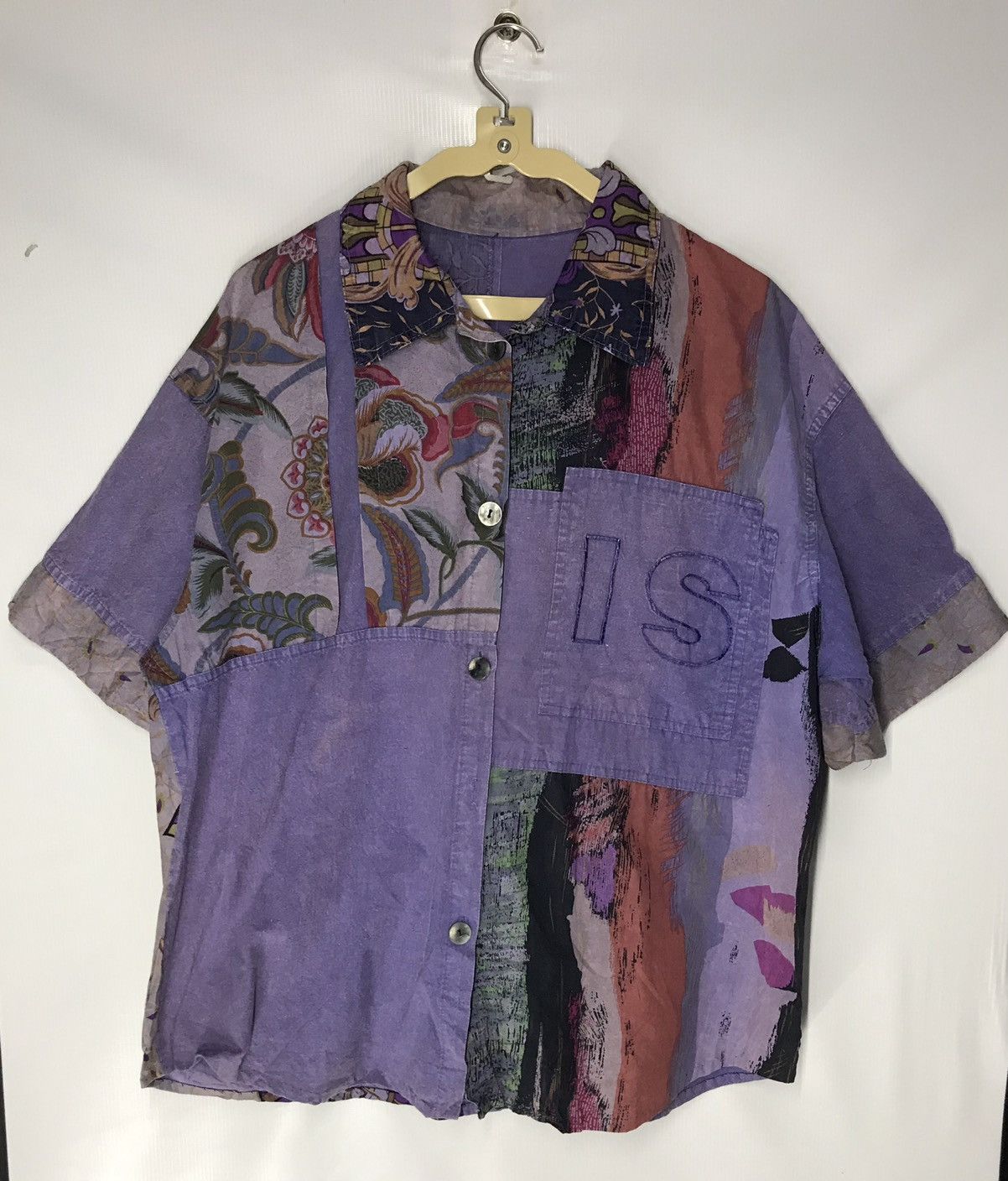 Japanese Brand × Vintage Vintage patchwork button up rare design Size US L / EU 52-54 / 3 - 4 Thumbnail