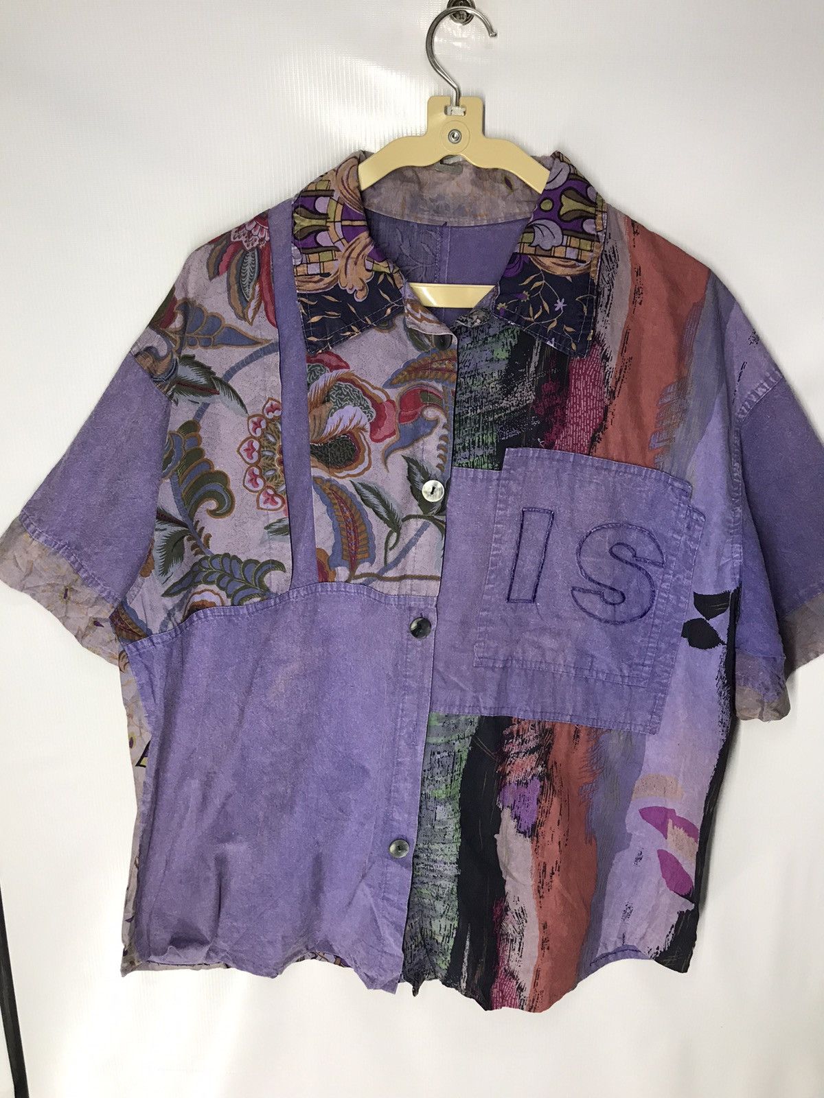 Japanese Brand × Vintage Vintage patchwork button up rare design Size US L / EU 52-54 / 3 - 5 Thumbnail