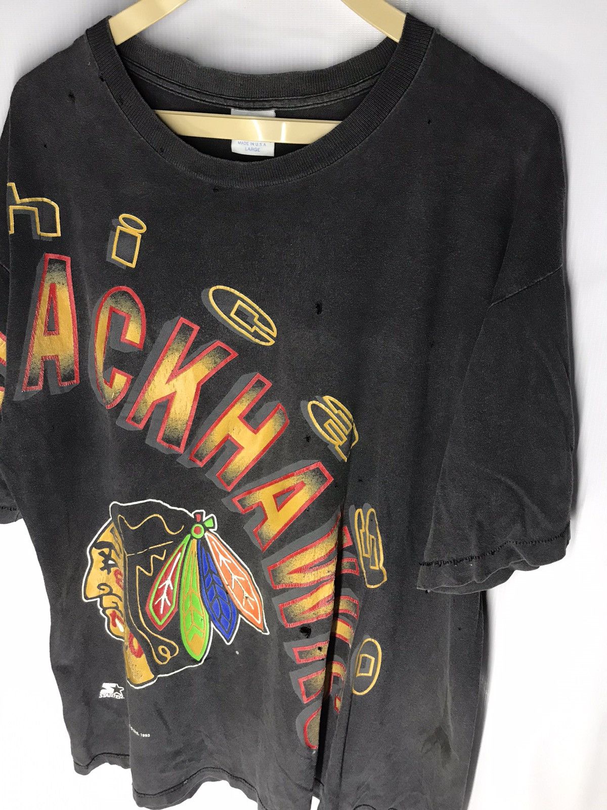 NHL × Starter × Vintage 🔥RARE🔥Vintage Chicago Blackhawk 1993 tshirt by starter Size US L / EU 52-54 / 3 - 9 Thumbnail