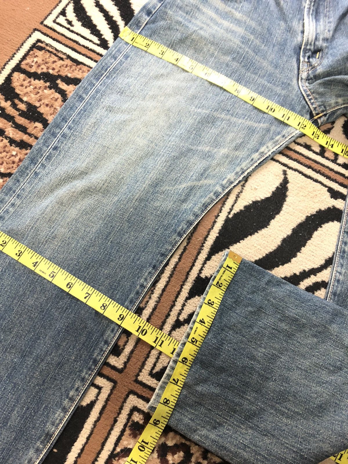 Edwin × Vintage VINTAGE SELVEDGE EDWIN 505x BLUE WASH DISTRESSED DENIM Size US 30 / EU 46 - 17 Thumbnail