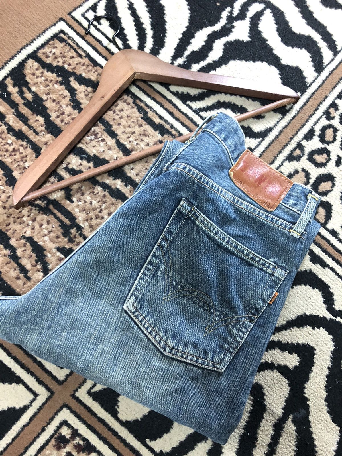 Edwin × Vintage VINTAGE SELVEDGE EDWIN 505x BLUE WASH DISTRESSED DENIM Size US 30 / EU 46 - 18 Thumbnail