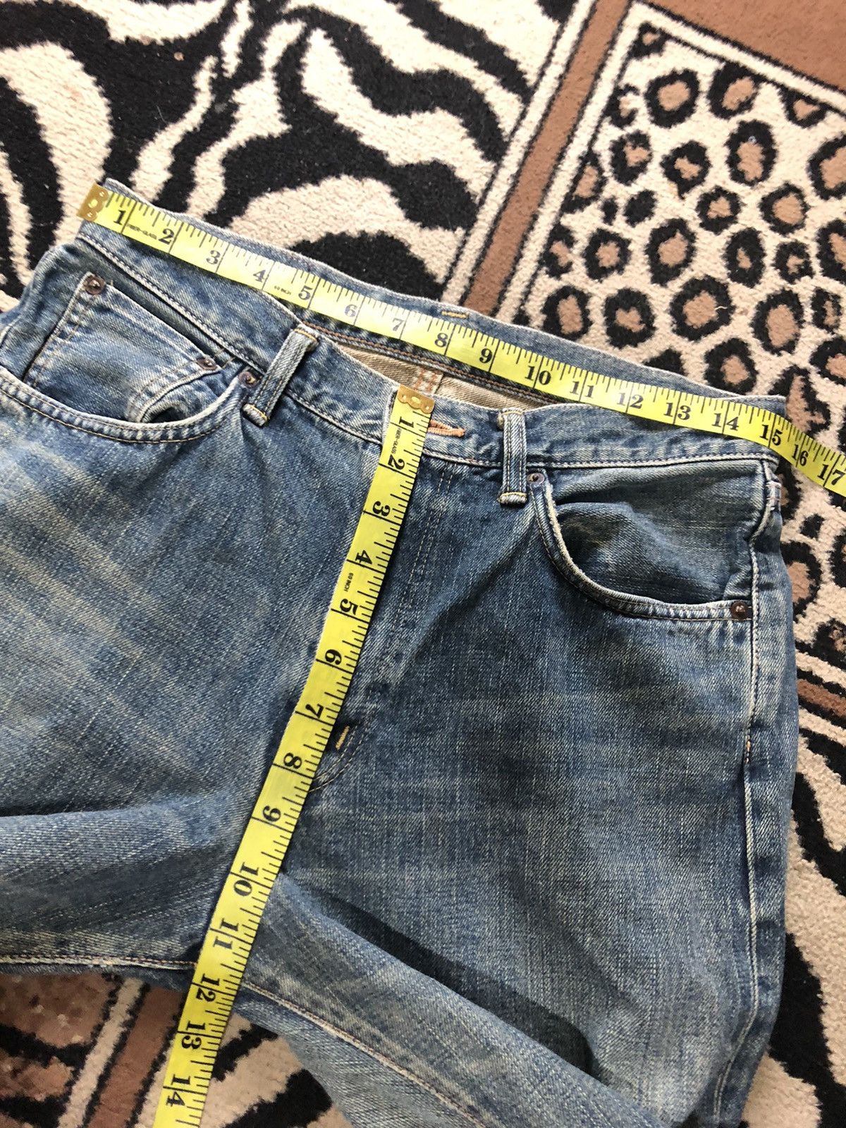 Edwin × Vintage VINTAGE SELVEDGE EDWIN 505x BLUE WASH DISTRESSED DENIM Size US 30 / EU 46 - 15 Thumbnail