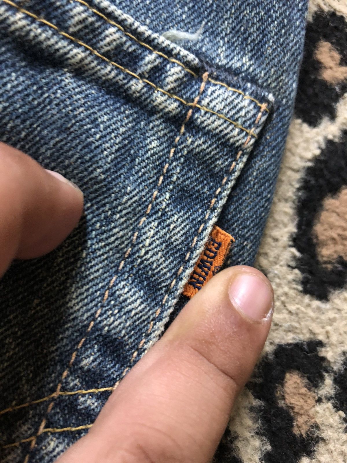 Edwin × Vintage VINTAGE SELVEDGE EDWIN 505x BLUE WASH DISTRESSED DENIM Size US 30 / EU 46 - 11 Thumbnail