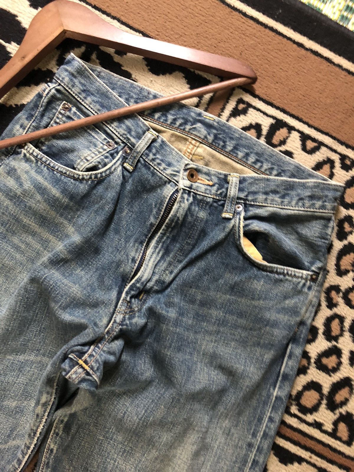 Edwin × Vintage VINTAGE SELVEDGE EDWIN 505x BLUE WASH DISTRESSED DENIM Size US 30 / EU 46 - 2 Thumbnail