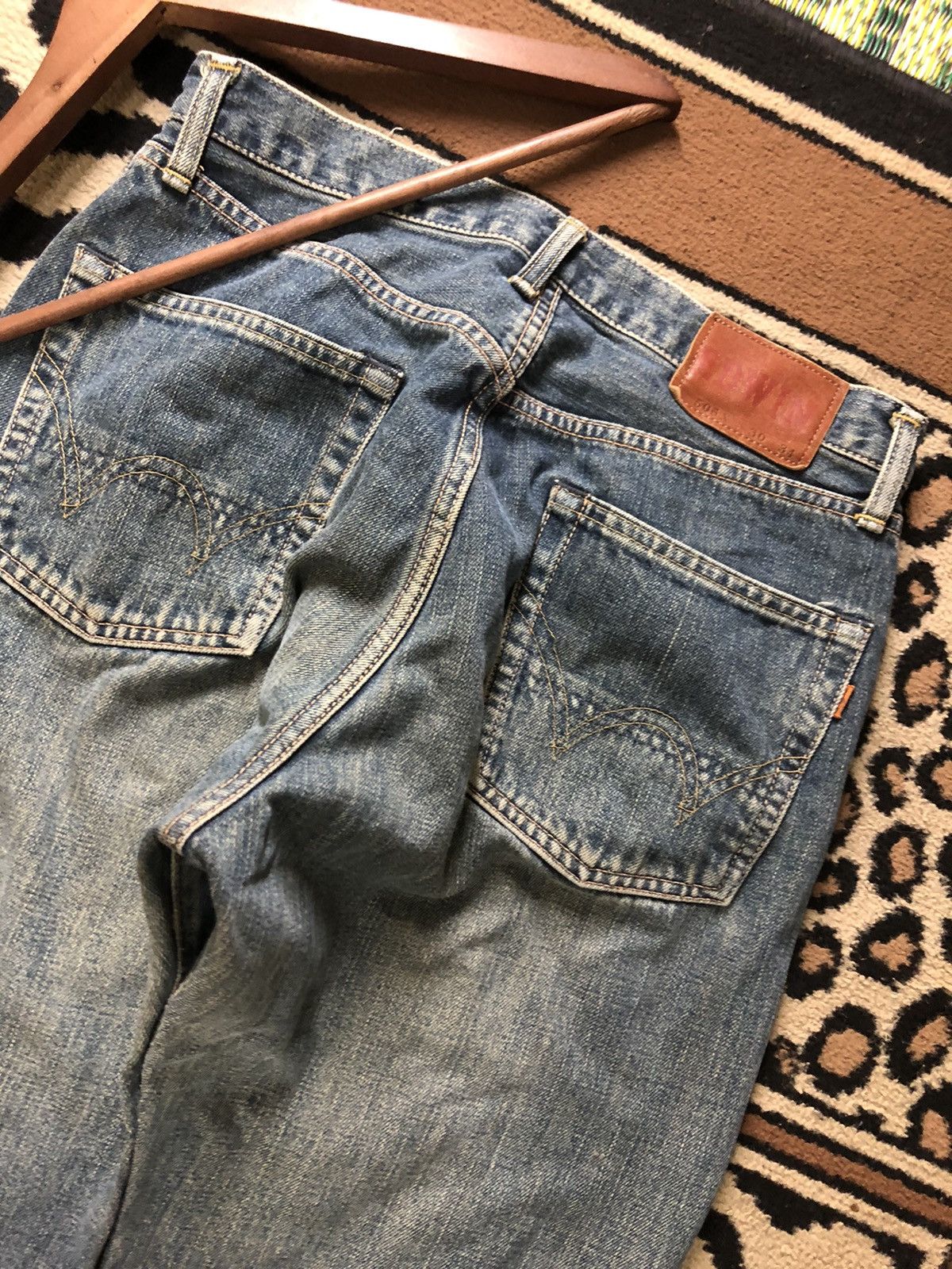 Edwin × Vintage VINTAGE SELVEDGE EDWIN 505x BLUE WASH DISTRESSED DENIM Size US 30 / EU 46 - 10 Thumbnail