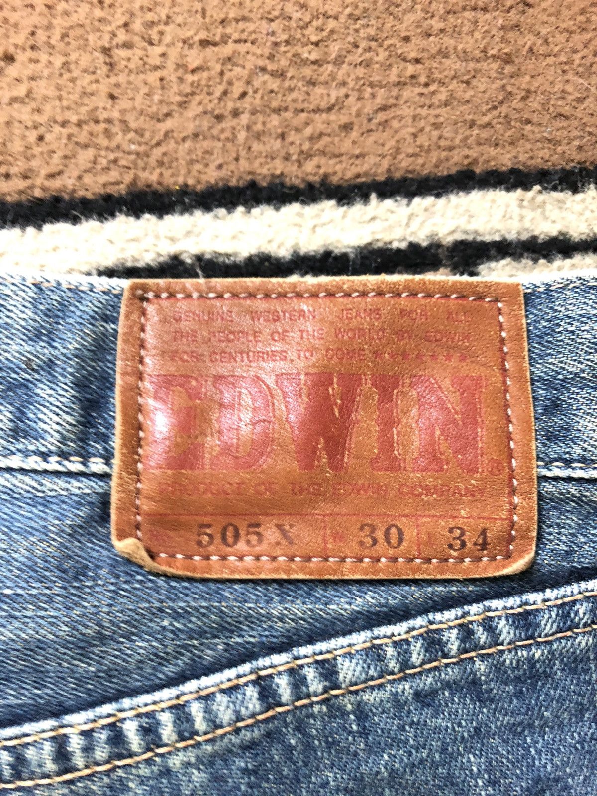 Edwin × Vintage VINTAGE SELVEDGE EDWIN 505x BLUE WASH DISTRESSED DENIM Size US 30 / EU 46 - 12 Thumbnail