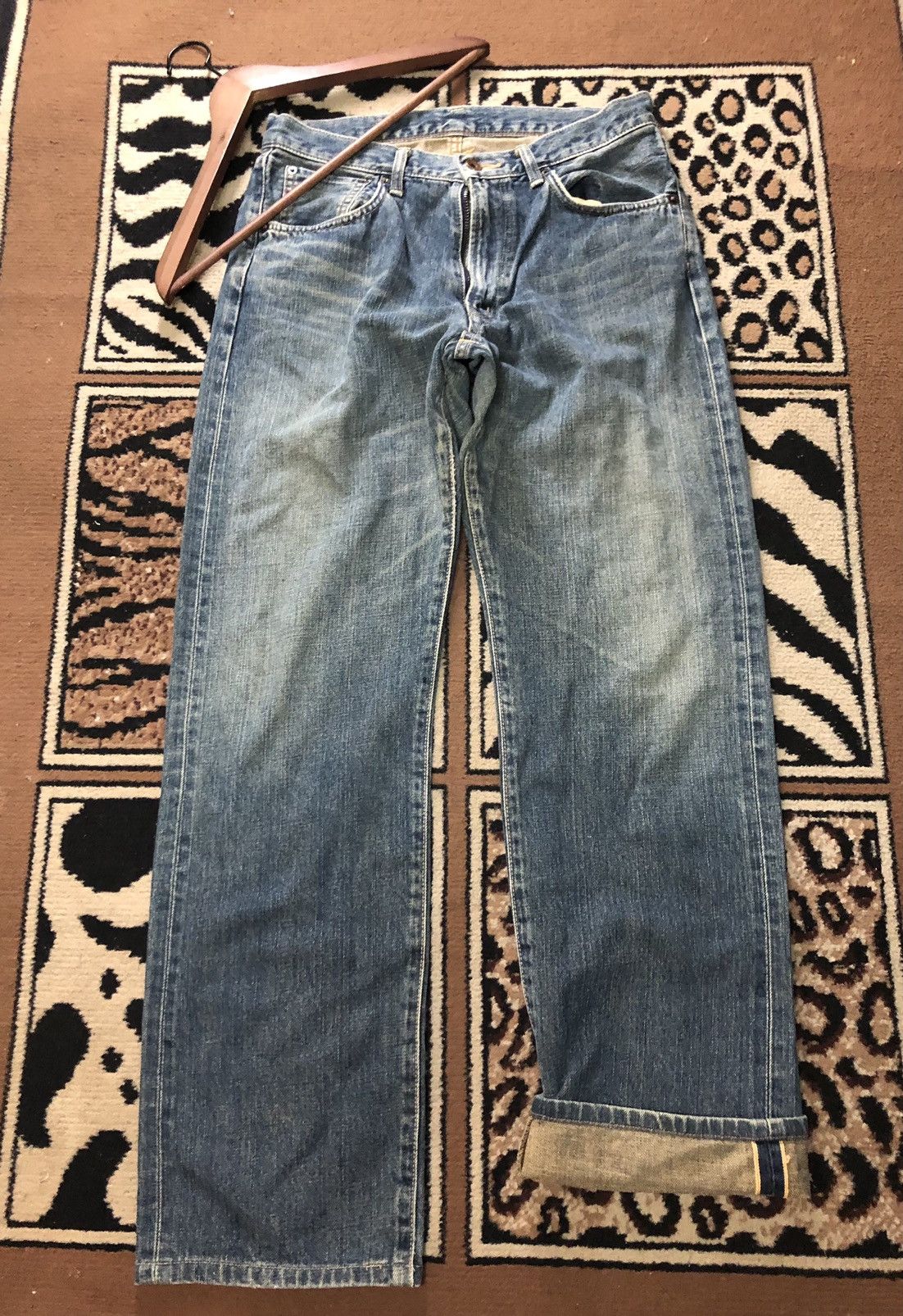 Edwin × Vintage VINTAGE SELVEDGE EDWIN 505x BLUE WASH DISTRESSED DENIM Size US 30 / EU 46 - 1 Thumbnail