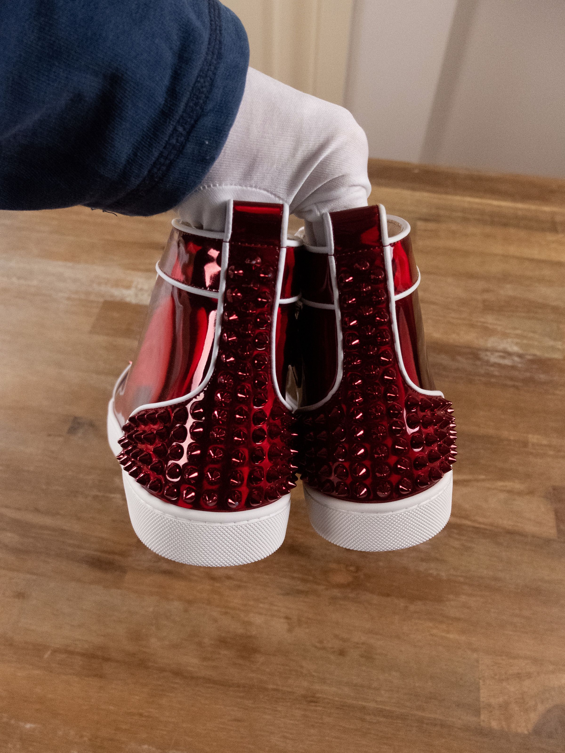 Christian Louboutin CHRISTIAN LOUBOUTIN Lou Spikes 2 Flat red sneakers 8 41 Size US 8 / EU 41 - 4 Thumbnail