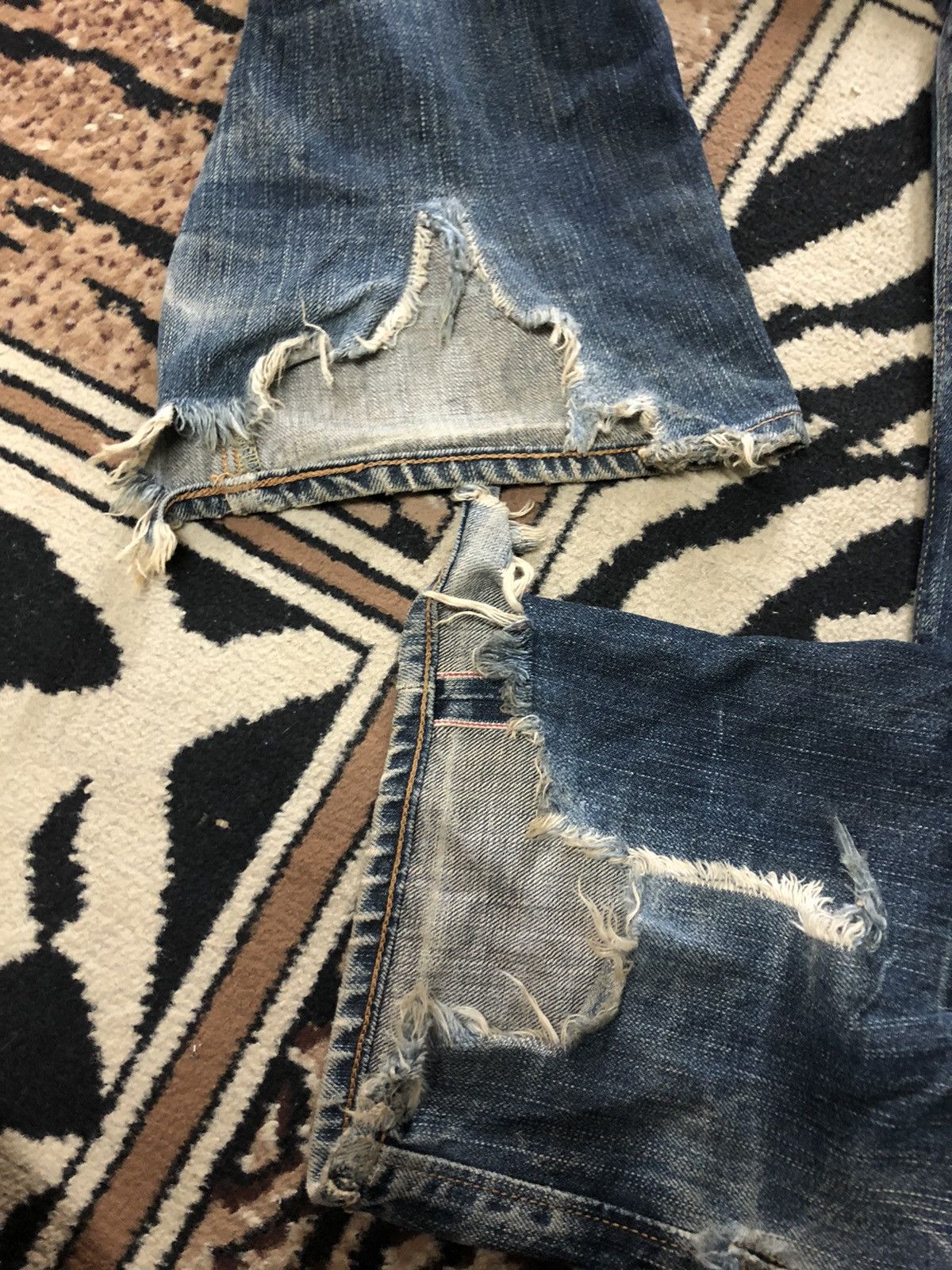 Edwin × Vintage VINTAGE SELVEDGE EDWIN 505z DISTRESSED GRUNGE STYLE Size US 31 - 19 Thumbnail