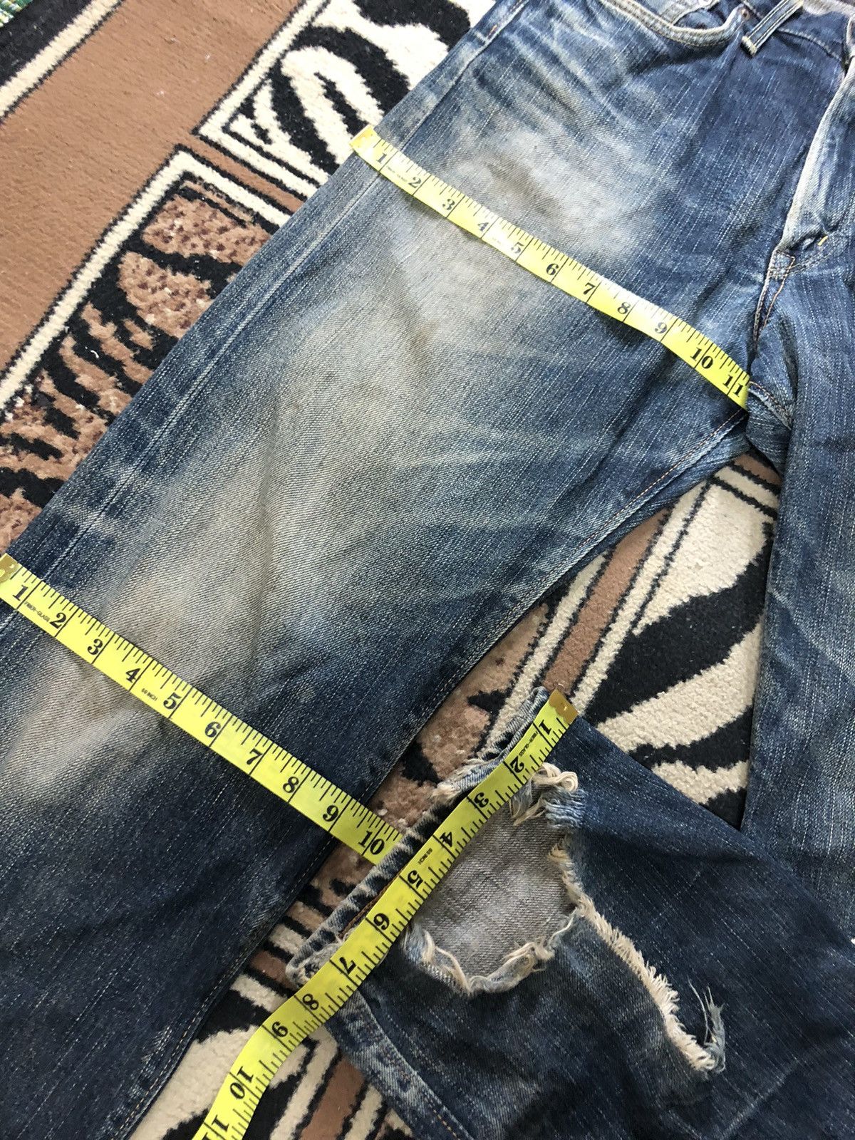 Edwin × Vintage VINTAGE SELVEDGE EDWIN 505z DISTRESSED GRUNGE STYLE Size US 31 - 18 Thumbnail