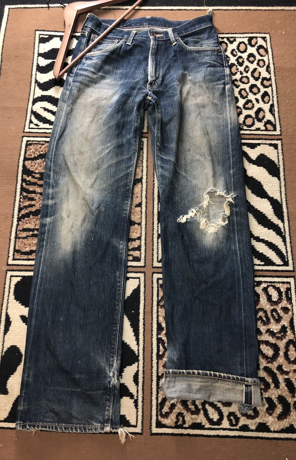 Edwin × Vintage VINTAGE SELVEDGE EDWIN 505z DISTRESSED GRUNGE STYLE Size US 31 - 1 Thumbnail