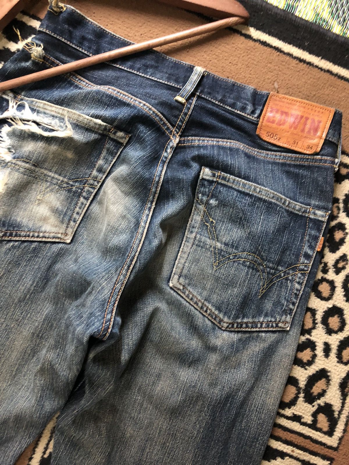 Edwin × Vintage VINTAGE SELVEDGE EDWIN 505z DISTRESSED GRUNGE STYLE Size US 31 - 11 Thumbnail