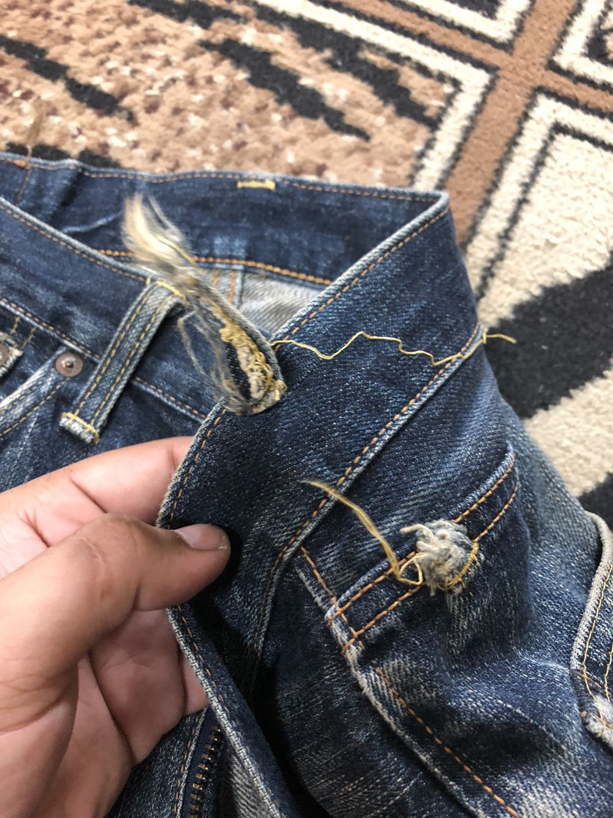 Edwin × Vintage VINTAGE SELVEDGE EDWIN 505z DISTRESSED GRUNGE STYLE Size US 31 - 7 Thumbnail