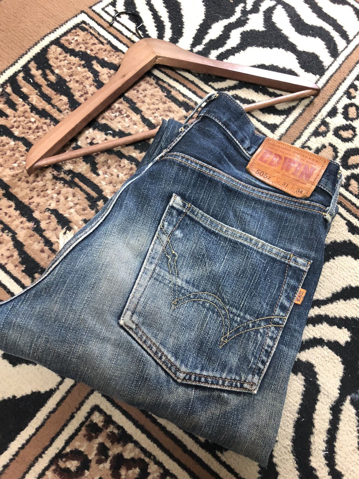 Edwin × Vintage VINTAGE SELVEDGE EDWIN 505z DISTRESSED GRUNGE STYLE Size US 31 - 20 Thumbnail