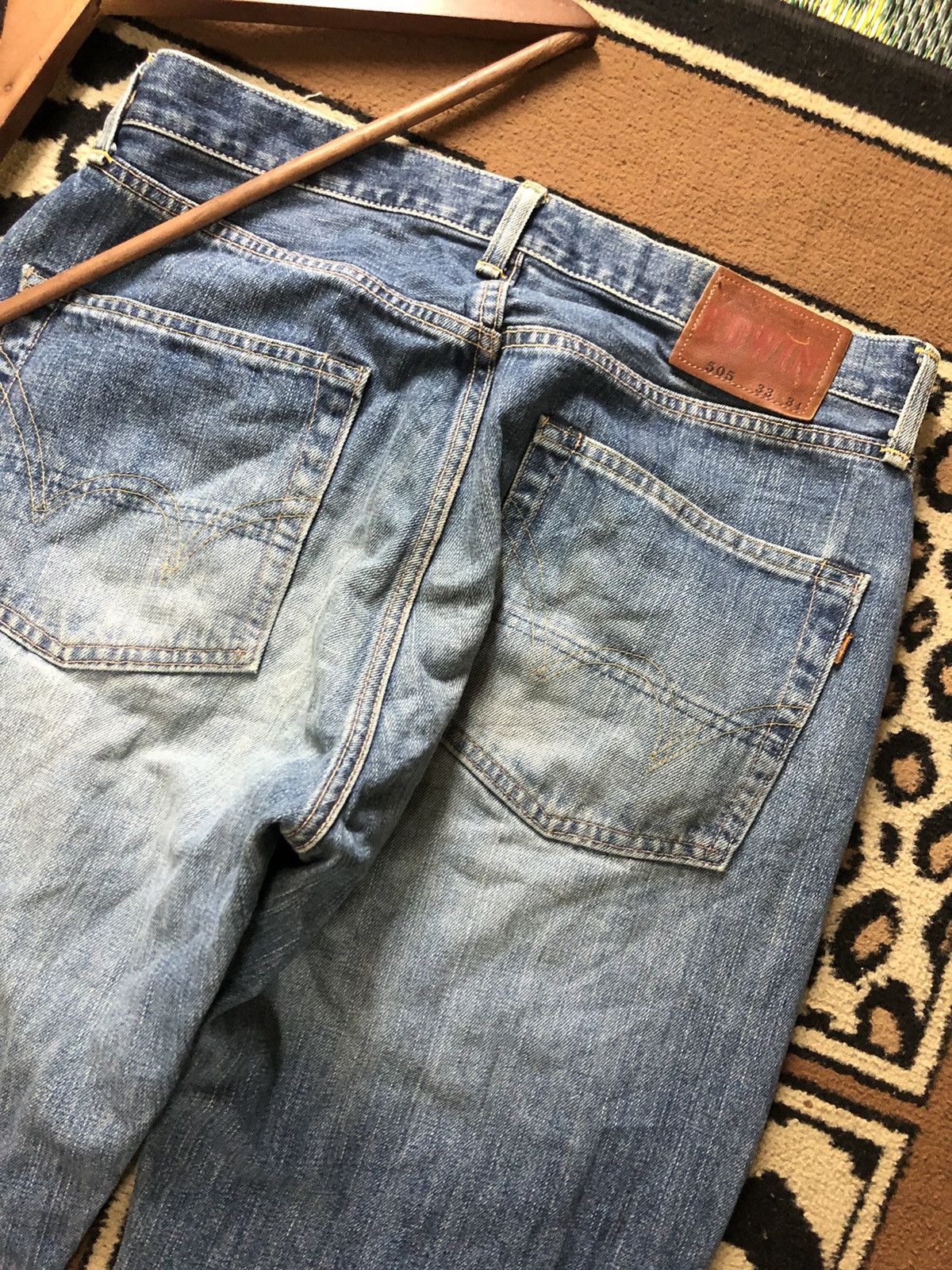 Edwin × Vintage VINTAGE SELVEDGE EDWIN 505 BLUE WASH DISTRESSED DENIM Size US 33 - 10 Thumbnail