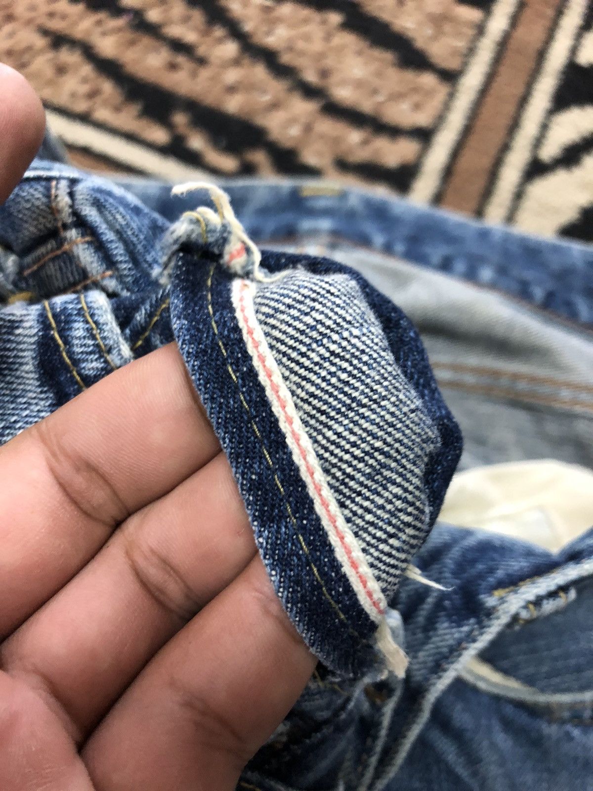 Edwin × Vintage VINTAGE SELVEDGE EDWIN 505 BLUE WASH DISTRESSED DENIM Size US 33 - 4 Thumbnail