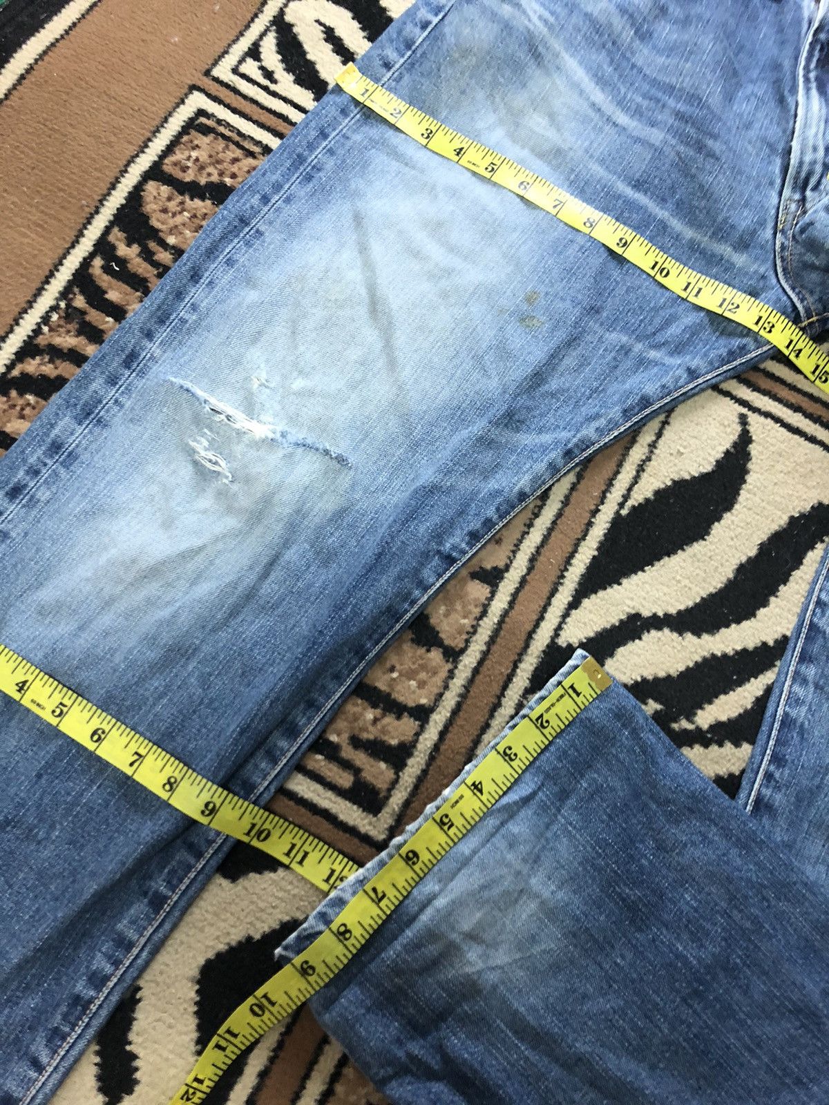 Edwin × Vintage VINTAGE SELVEDGE EDWIN 505 BLUE WASH DISTRESSED DENIM Size US 33 - 17 Thumbnail