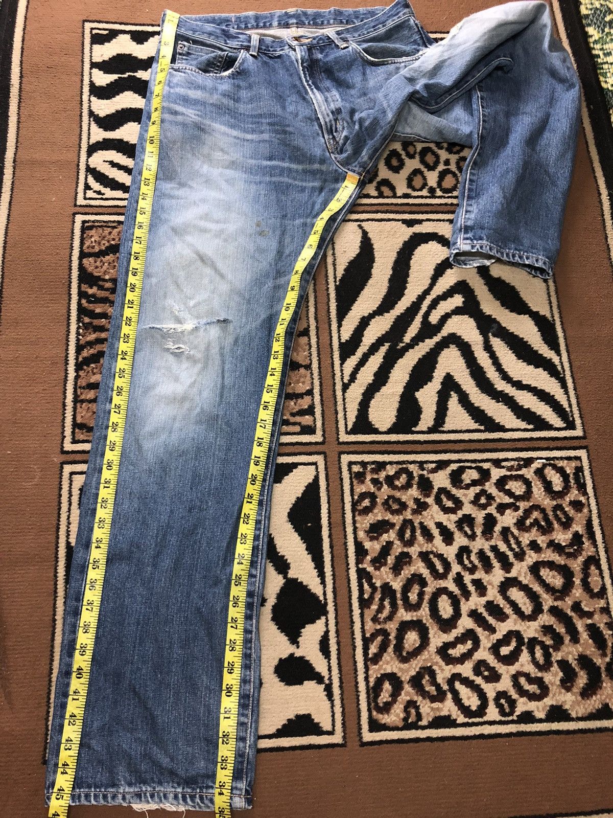Edwin × Vintage VINTAGE SELVEDGE EDWIN 505 BLUE WASH DISTRESSED DENIM Size US 33 - 16 Thumbnail