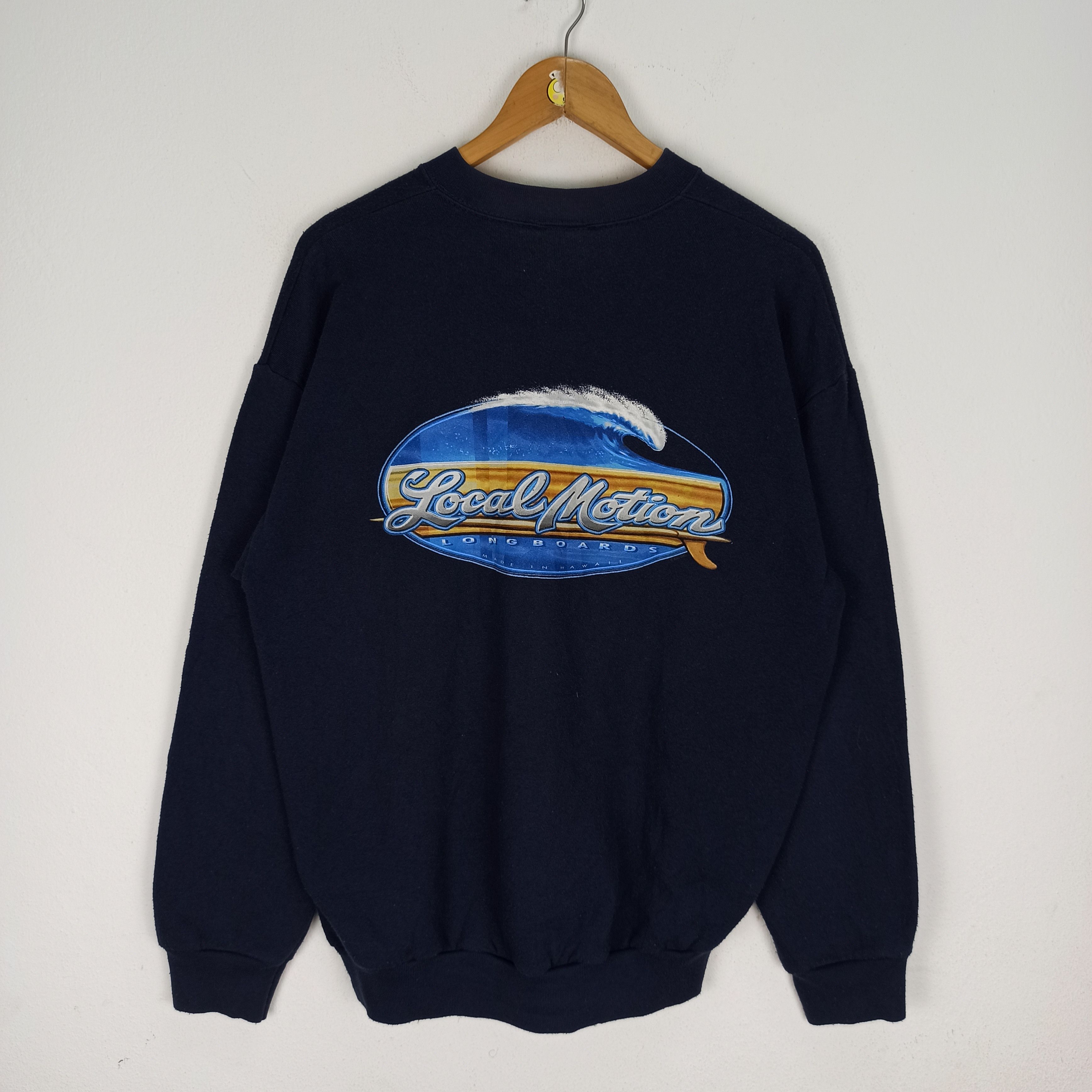 image of Made In Hawaii x Made In USA Vintage Local Motion Hawaii Surfgear Sweatshirt in Blue (Size Large)