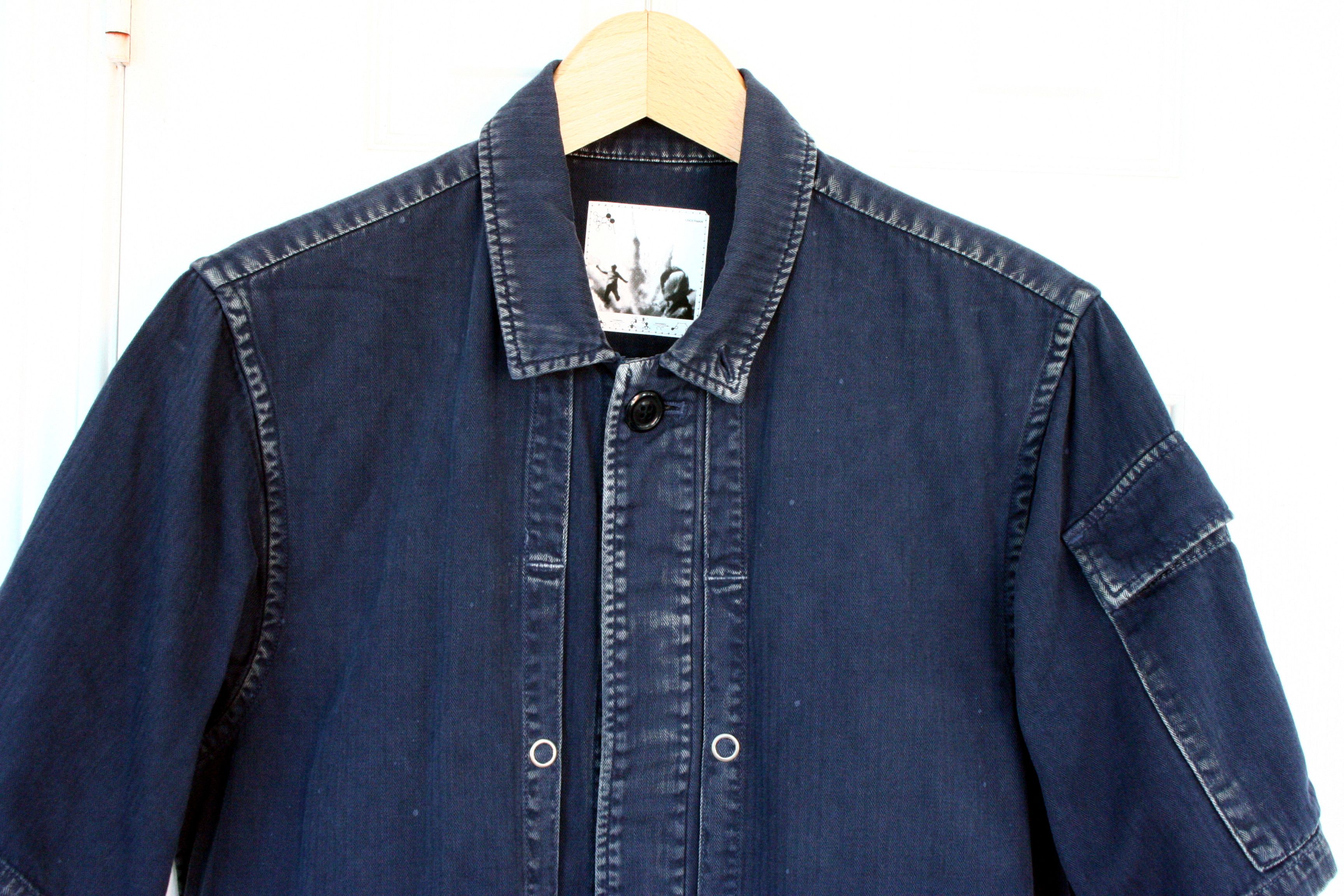 Undercover Undercover Short-Sleeve Blue Herringbone Twill Shirt Size US S / EU 44-46 / 1 - 5 Thumbnail