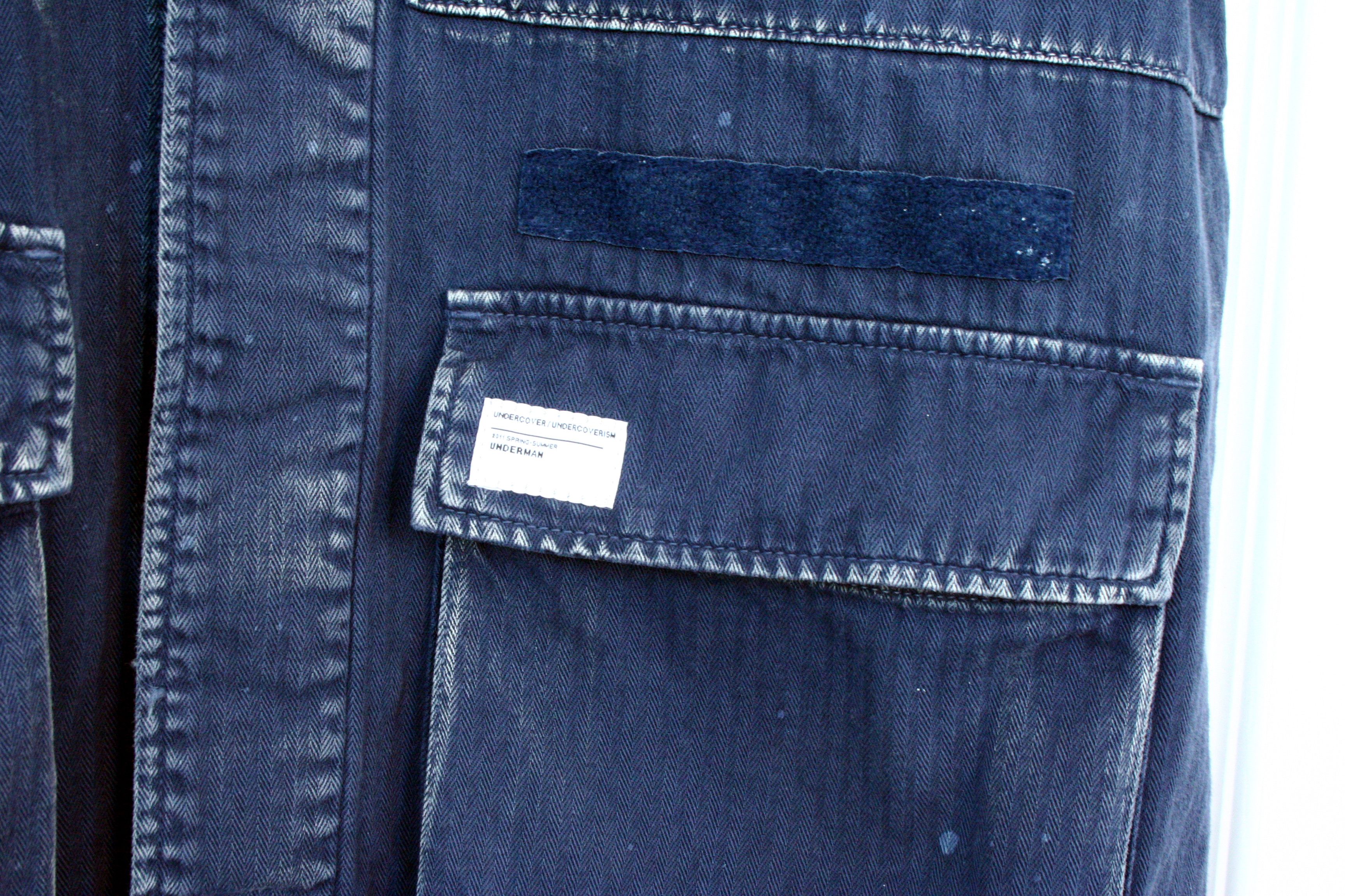 Undercover Undercover Short-Sleeve Blue Herringbone Twill Shirt Size US S / EU 44-46 / 1 - 7 Thumbnail