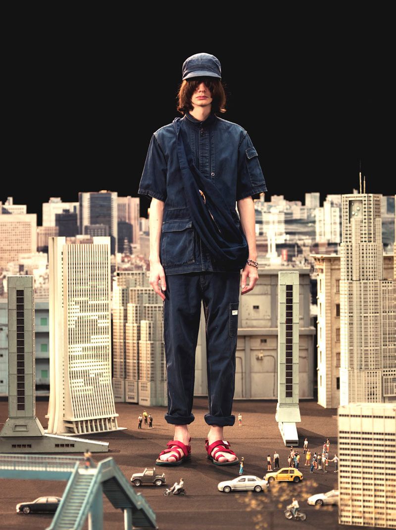 Undercover Undercover Short-Sleeve Blue Herringbone Twill Shirt Size US S / EU 44-46 / 1 - 1 Thumbnail