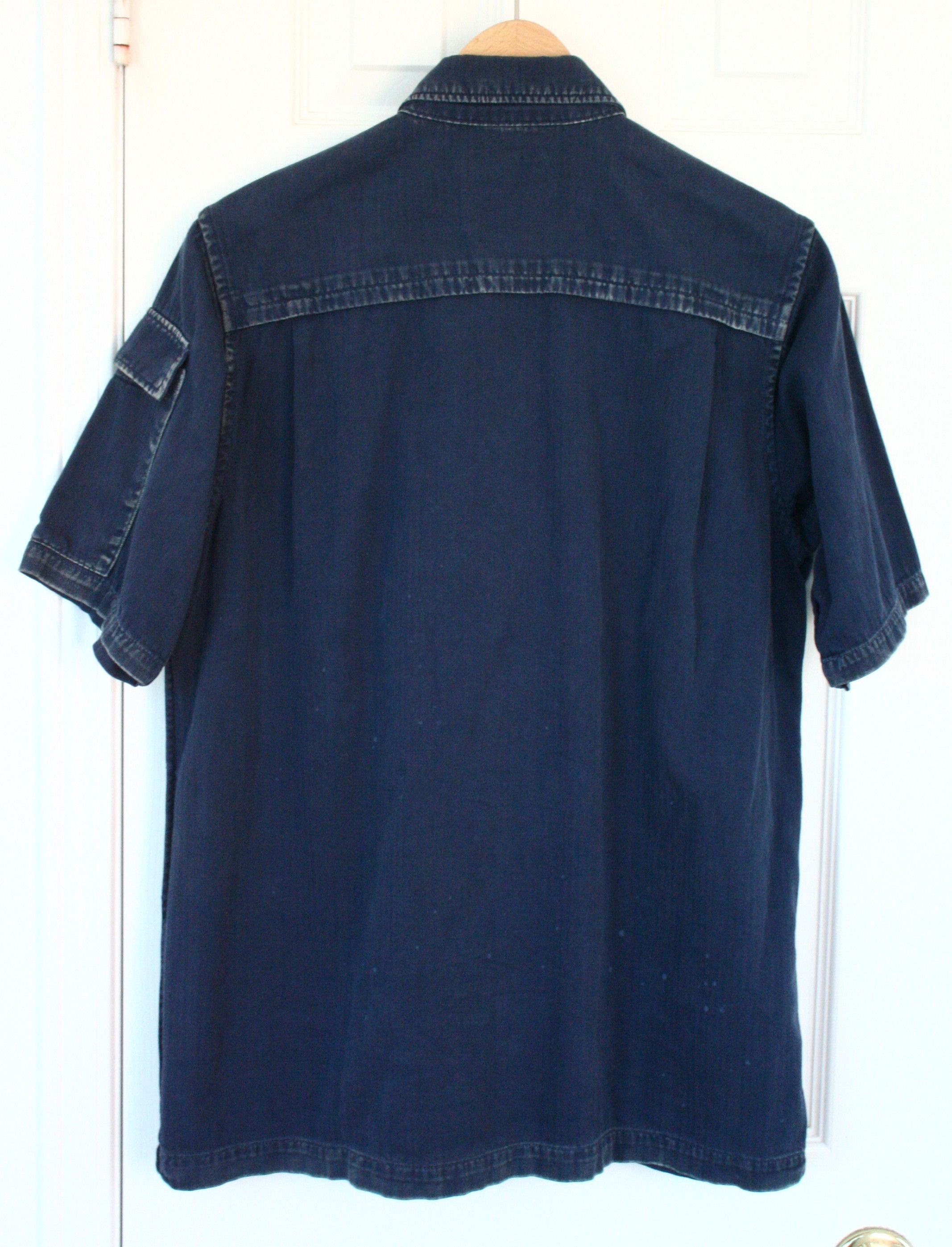 Undercover Undercover Short-Sleeve Blue Herringbone Twill Shirt Size US S / EU 44-46 / 1 - 3 Thumbnail