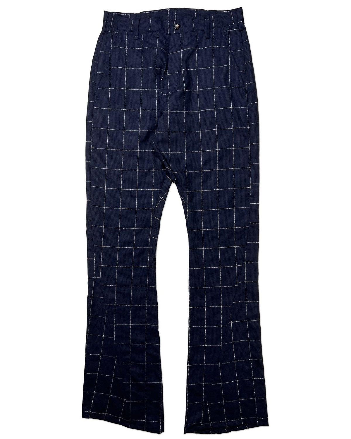 Sulvam AW20 Navy Check Darts Flare Pants Size US 30 / EU 46 - 1 Thumbnail