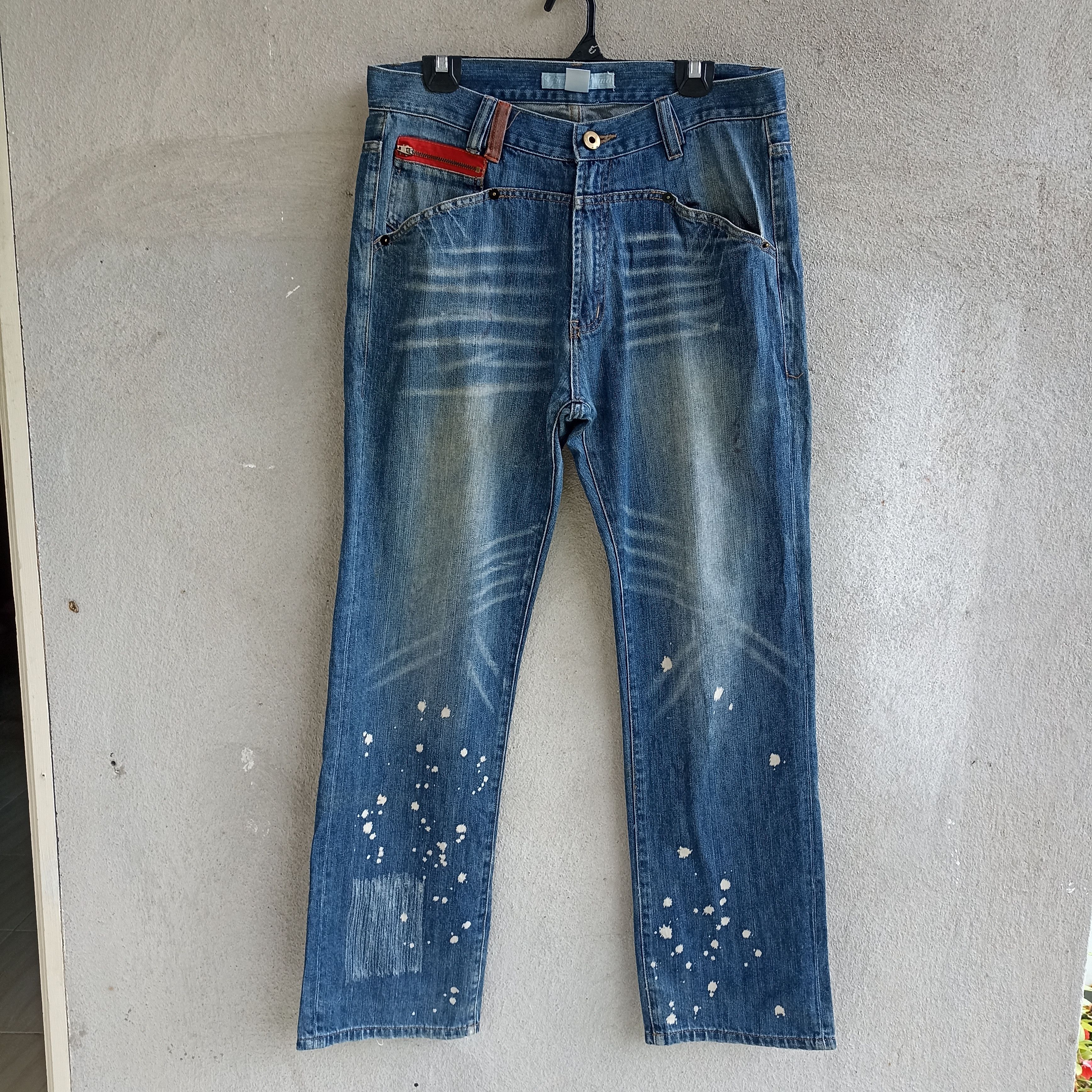 Japanese Brand Faded Groover Grand Art Style Multipocket Blue Jeans Size US 34 / EU 50 - 1 Thumbnail
