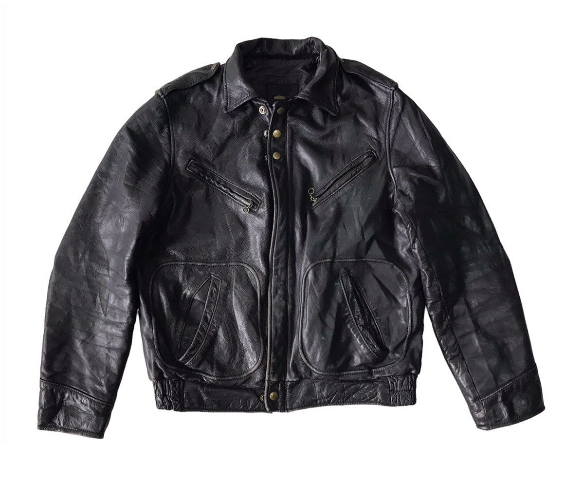 Vtg 70s Style Vanson Cafe Racer Motorcycle Leather Jacket