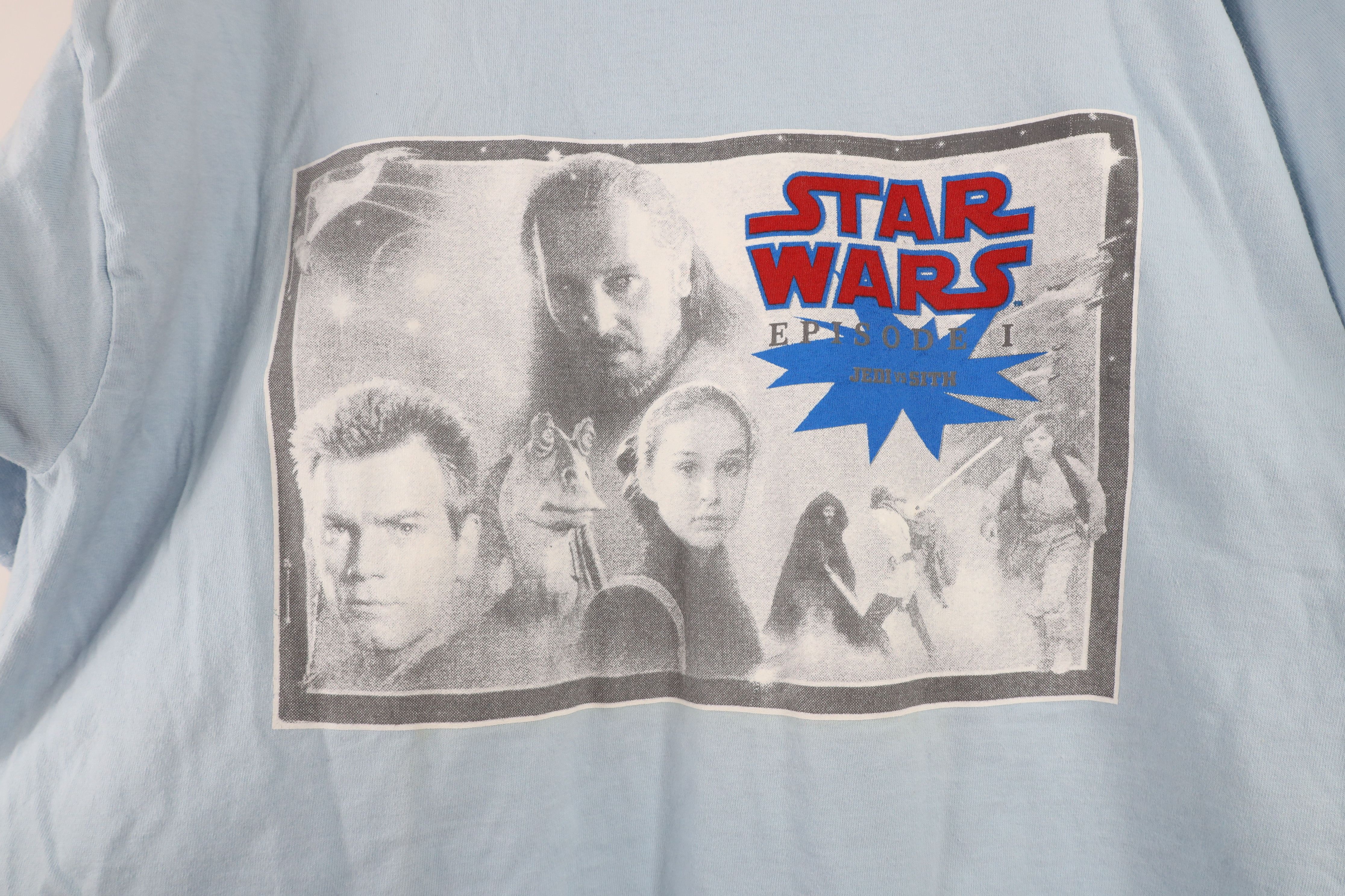 Vintage Vintage 90s Wars Episode 1 Movie Promo T-Shirt Light Blu Size US XL / EU 56 / 4 - 5 Thumbnail