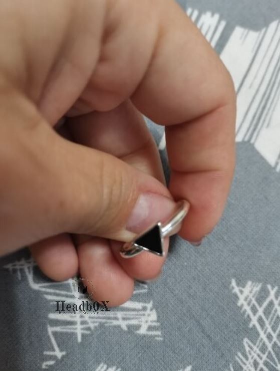 Jewelry Black Enamel Triangle Adjustable Ring Size ONE SIZE - 5 Thumbnail