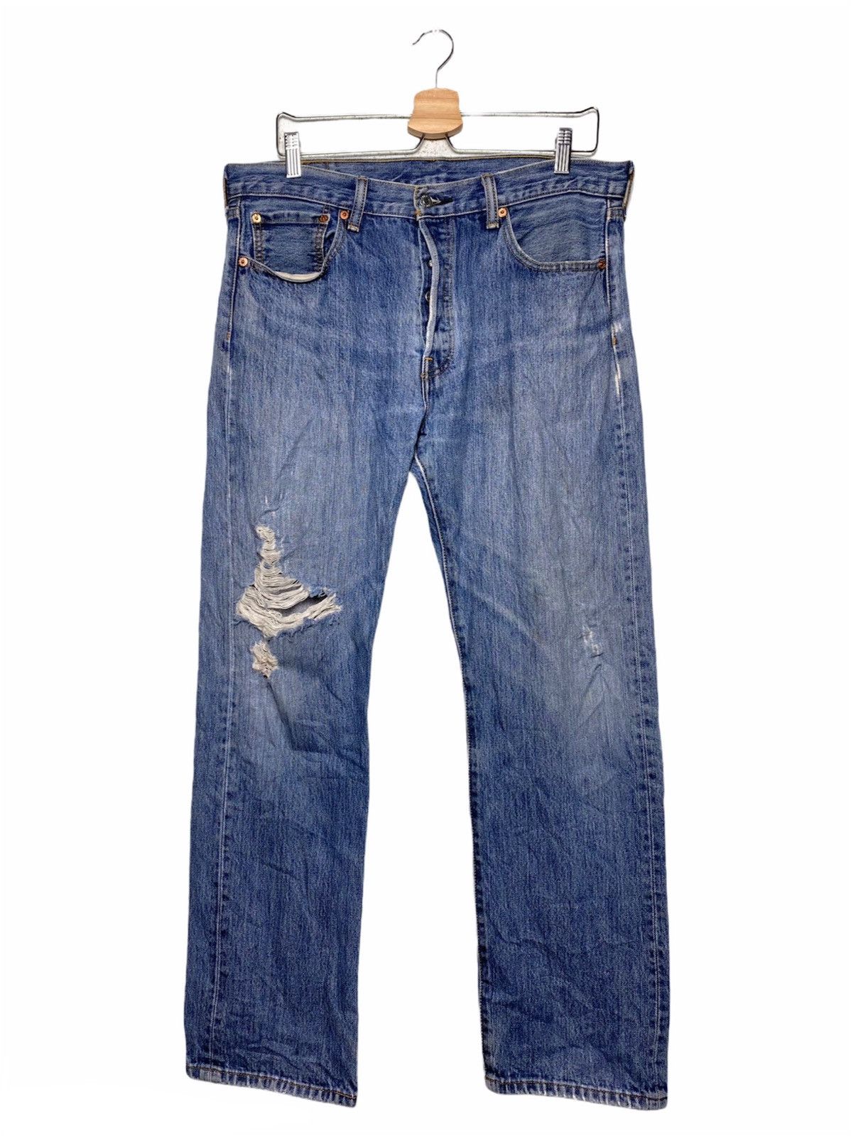 image of Vintage Levi’S 501 Distressed Denim, Men's (Size 36)