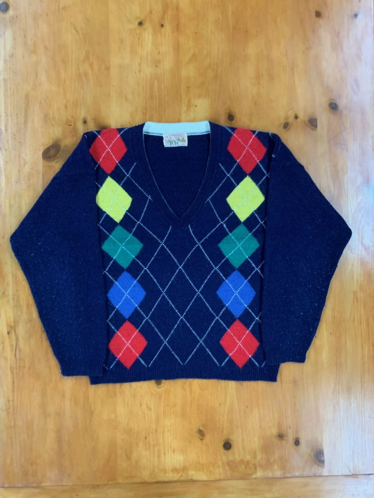 80’s Argyle Tweed Neutral Cardigan Sweater main image 1